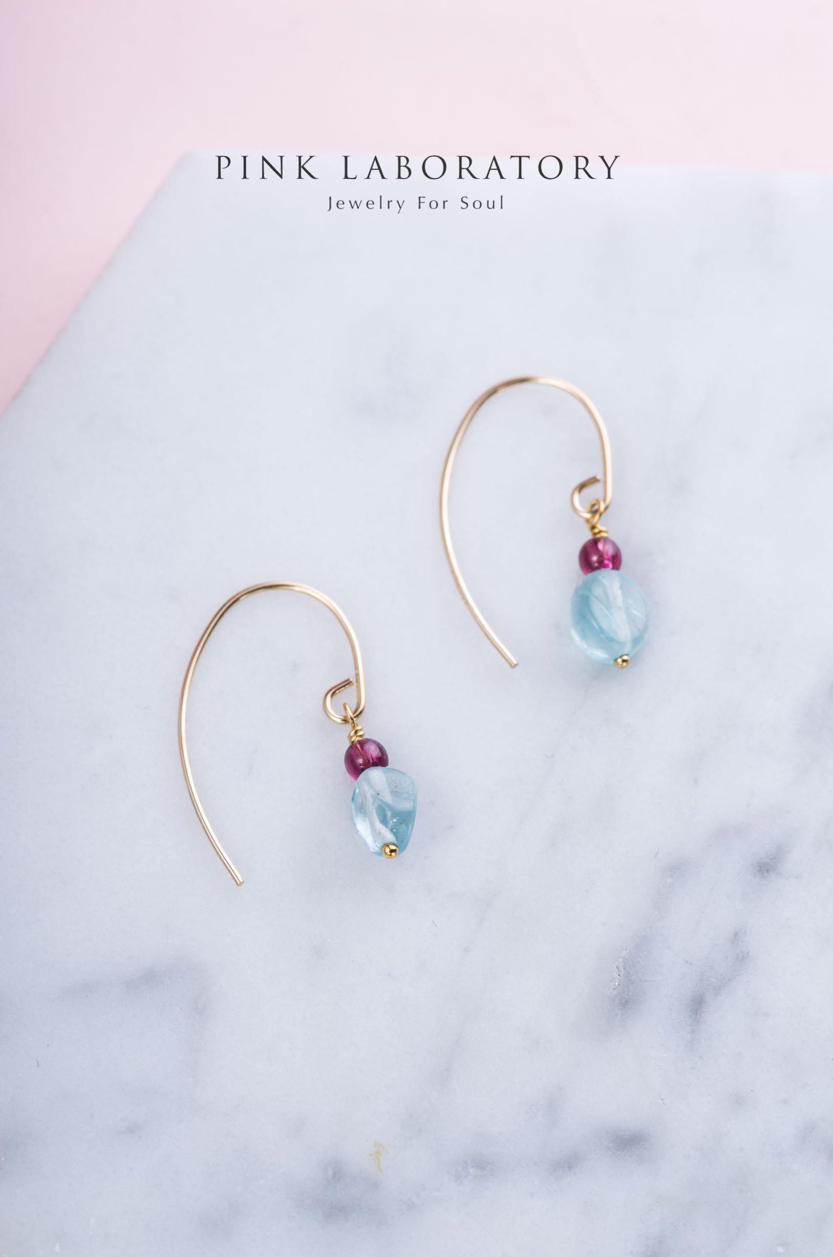 紫牙烏石榴石磷灰石耳環 | 14K包金 | 925純銀 - Pink Laboratory