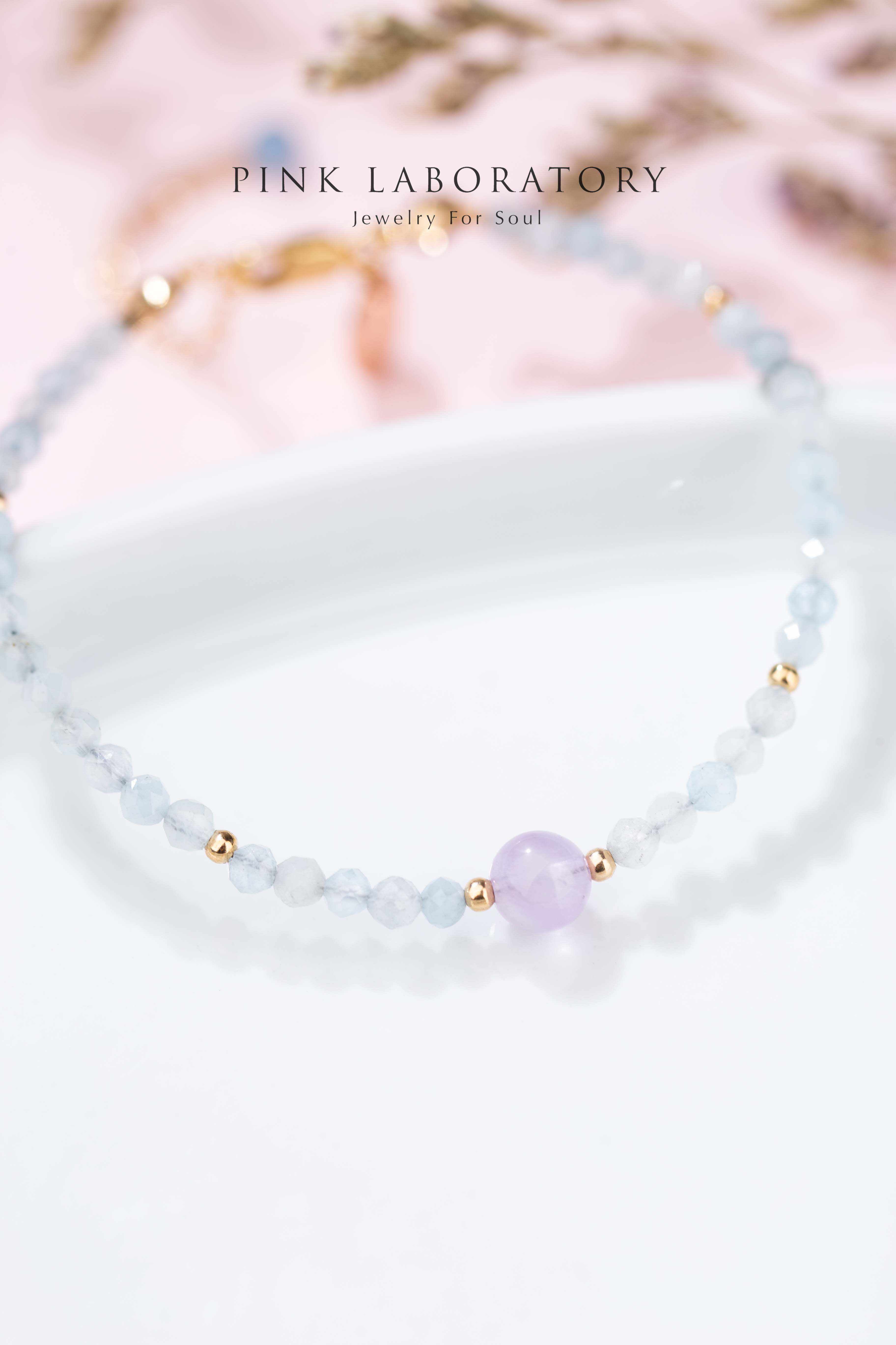 海藍寶薰衣草紫水晶14GF極細手鍊 - Pink Laboratory