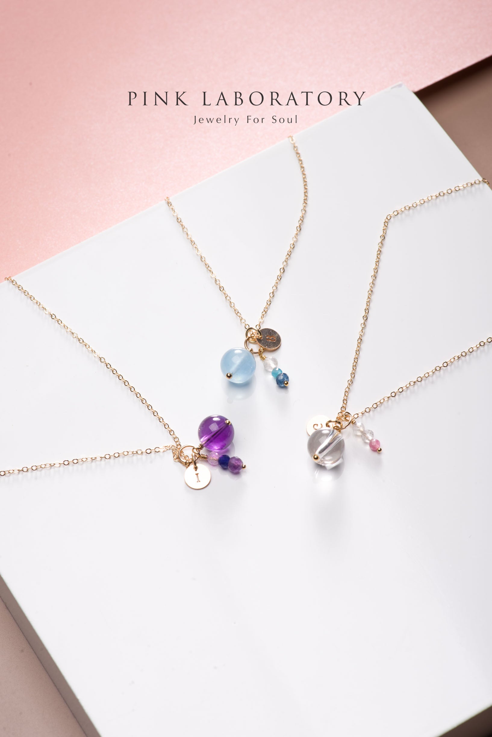 誕生石字母項鍊吊墜 | 14K包金頸鍊