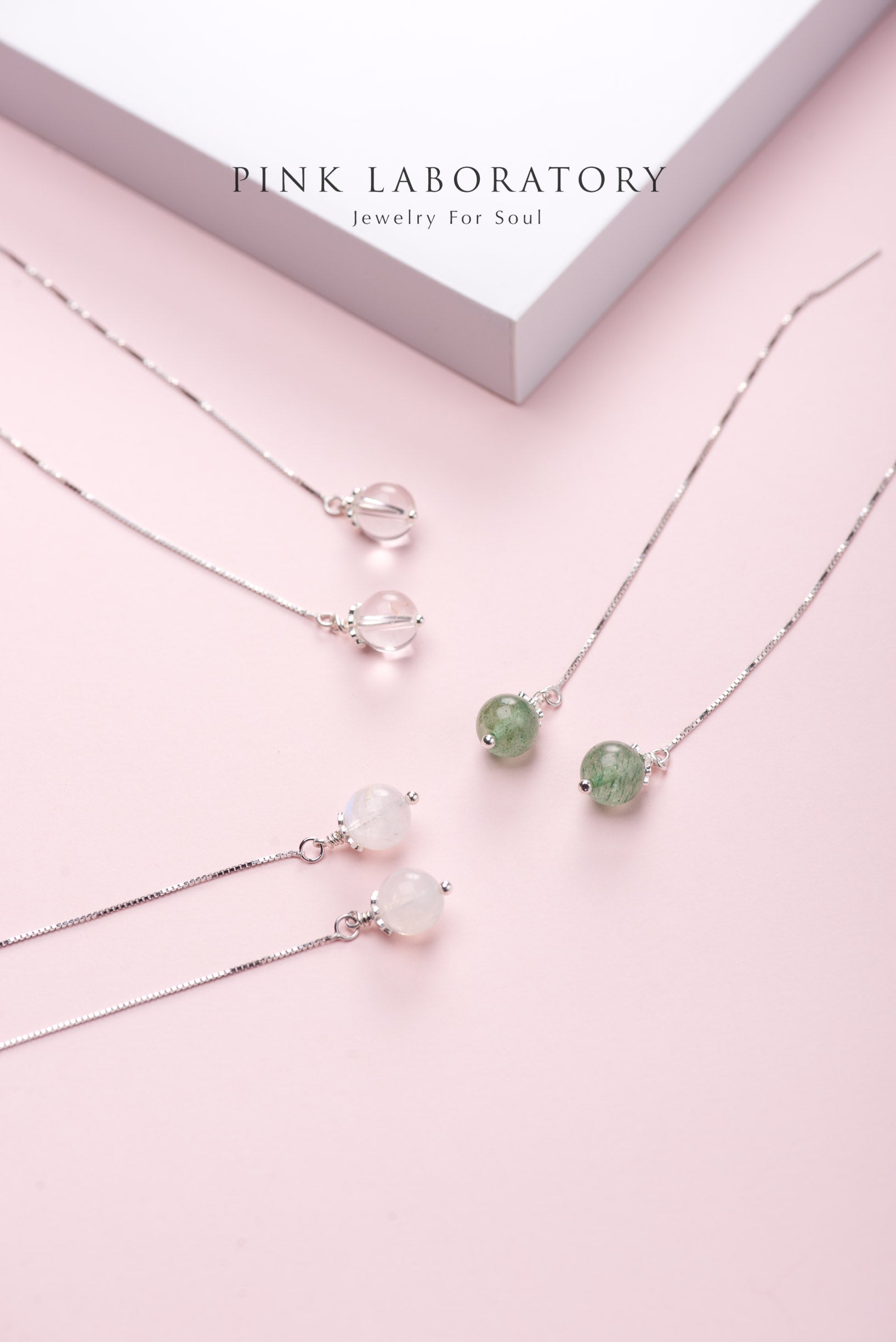 誕生石純銀鍍白金耳環 | 耳夾