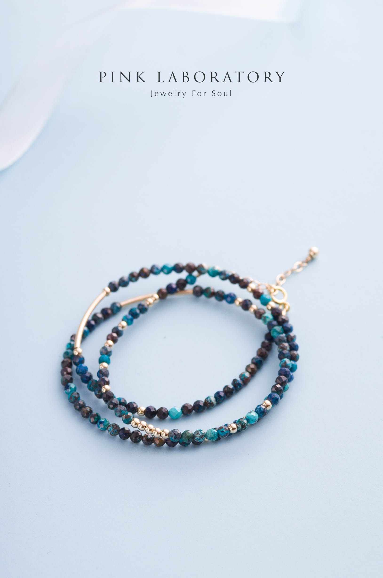 鳳凰石極細手鍊 | 三圈 | 3mm | 14K包金 - Pink Laboratory