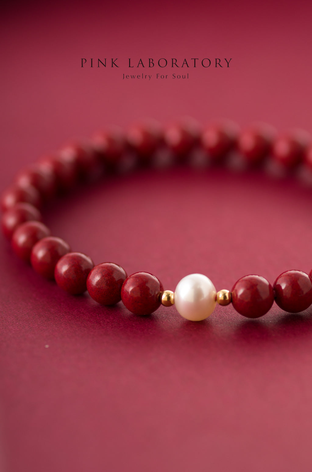 紫金砂硃砂6mm珍珠手鏈 | 14K包金