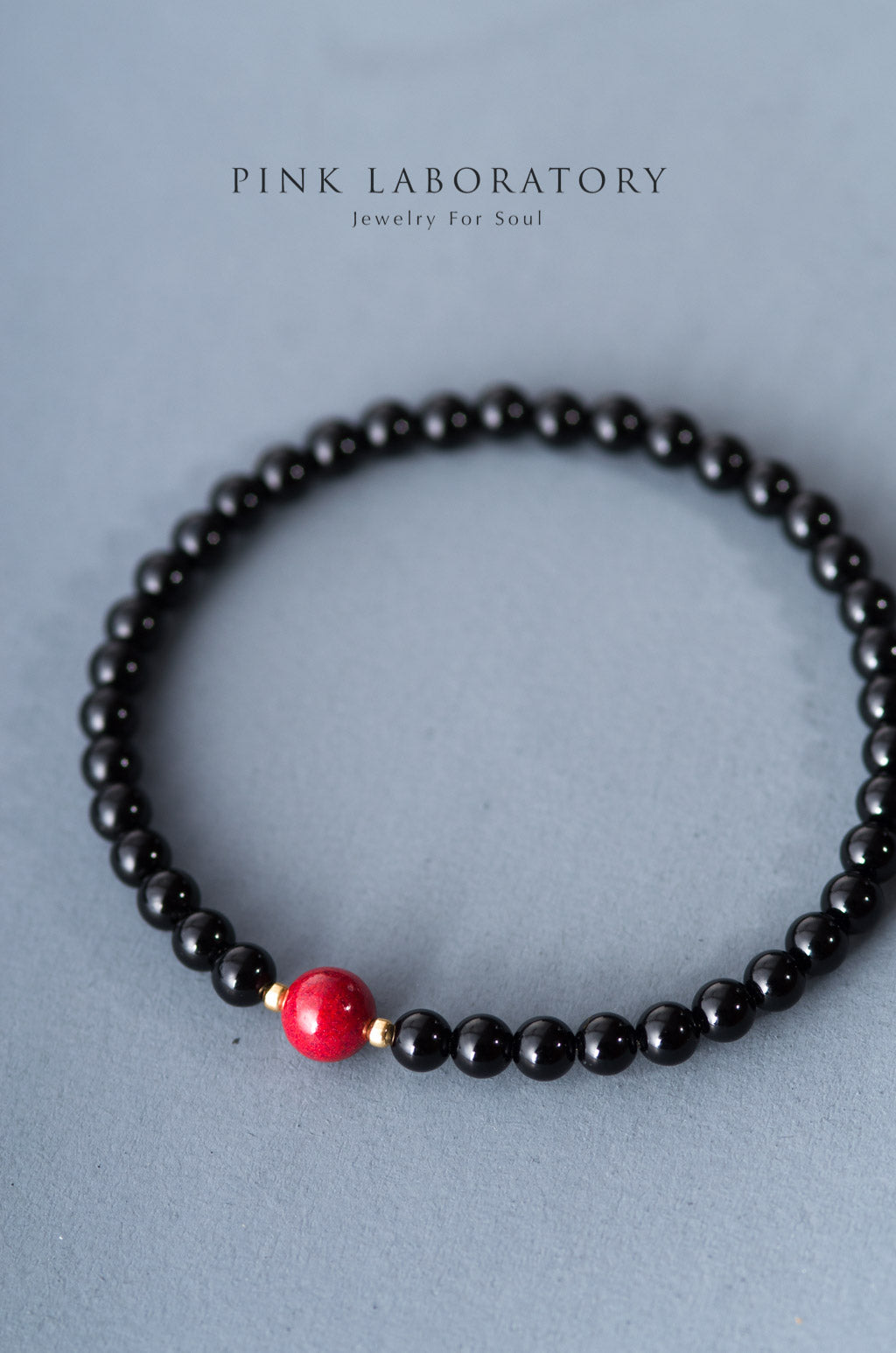 黑瑪瑙硃砂手鏈 | 14K包金