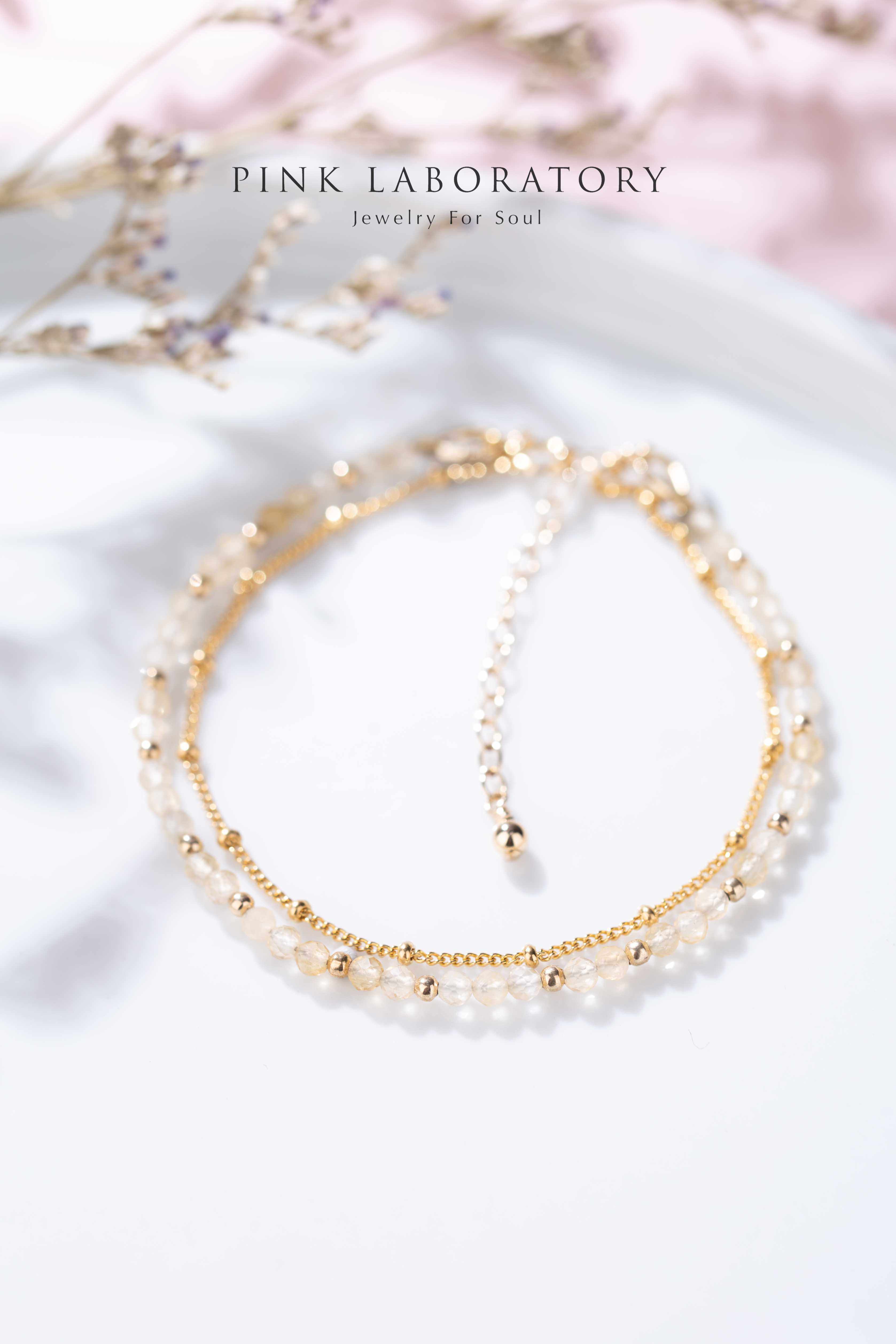 黃水晶14K包金極細手鍊 | 字母客製 - Pink Laboratory