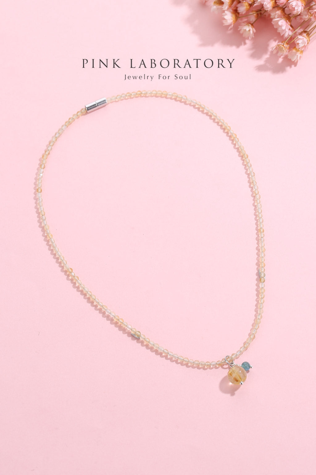 黃水晶金髮晶925純銀項鍊