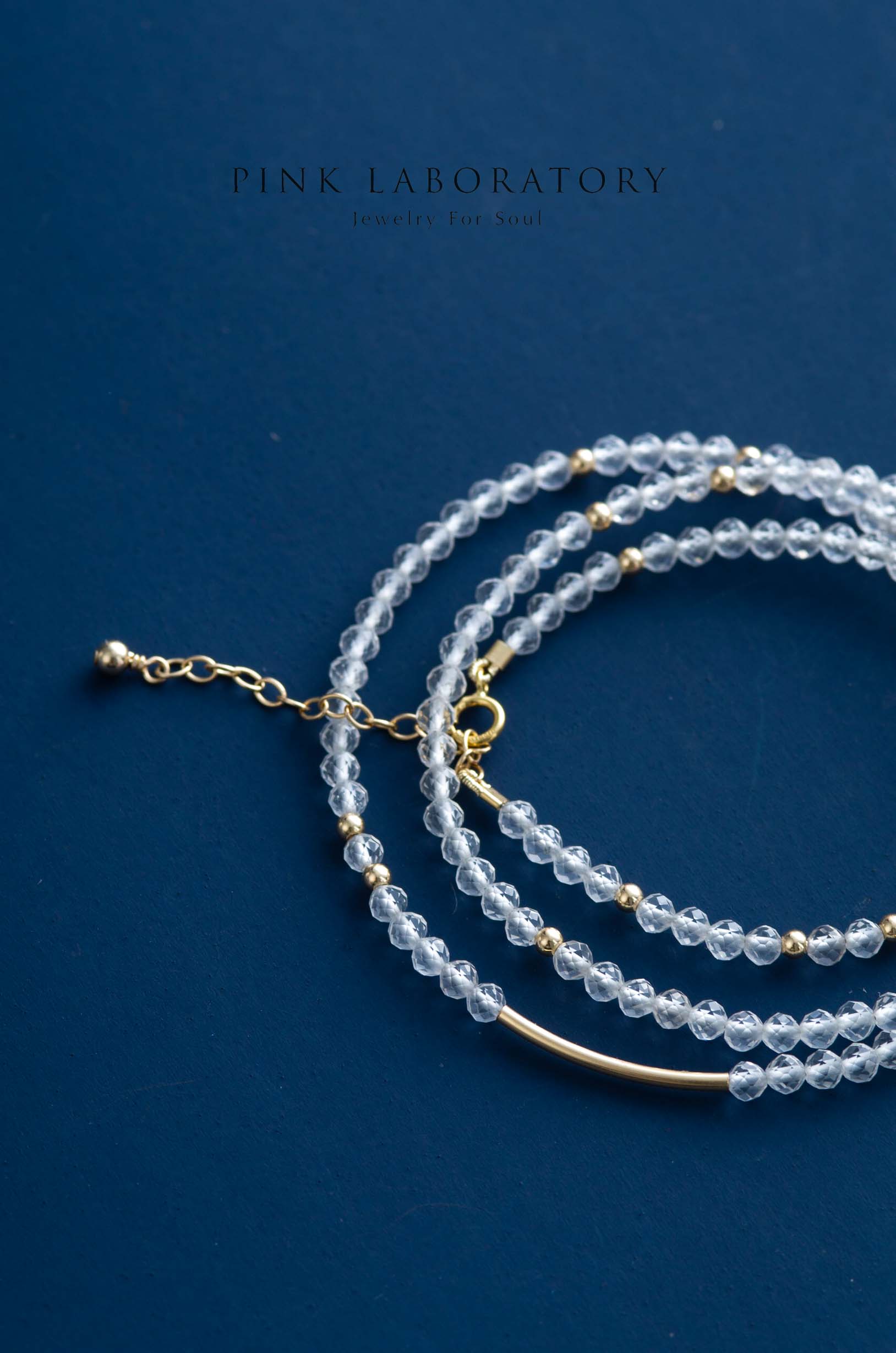 白水晶極細手鍊 | 三圈 | 3mm | 14K包金