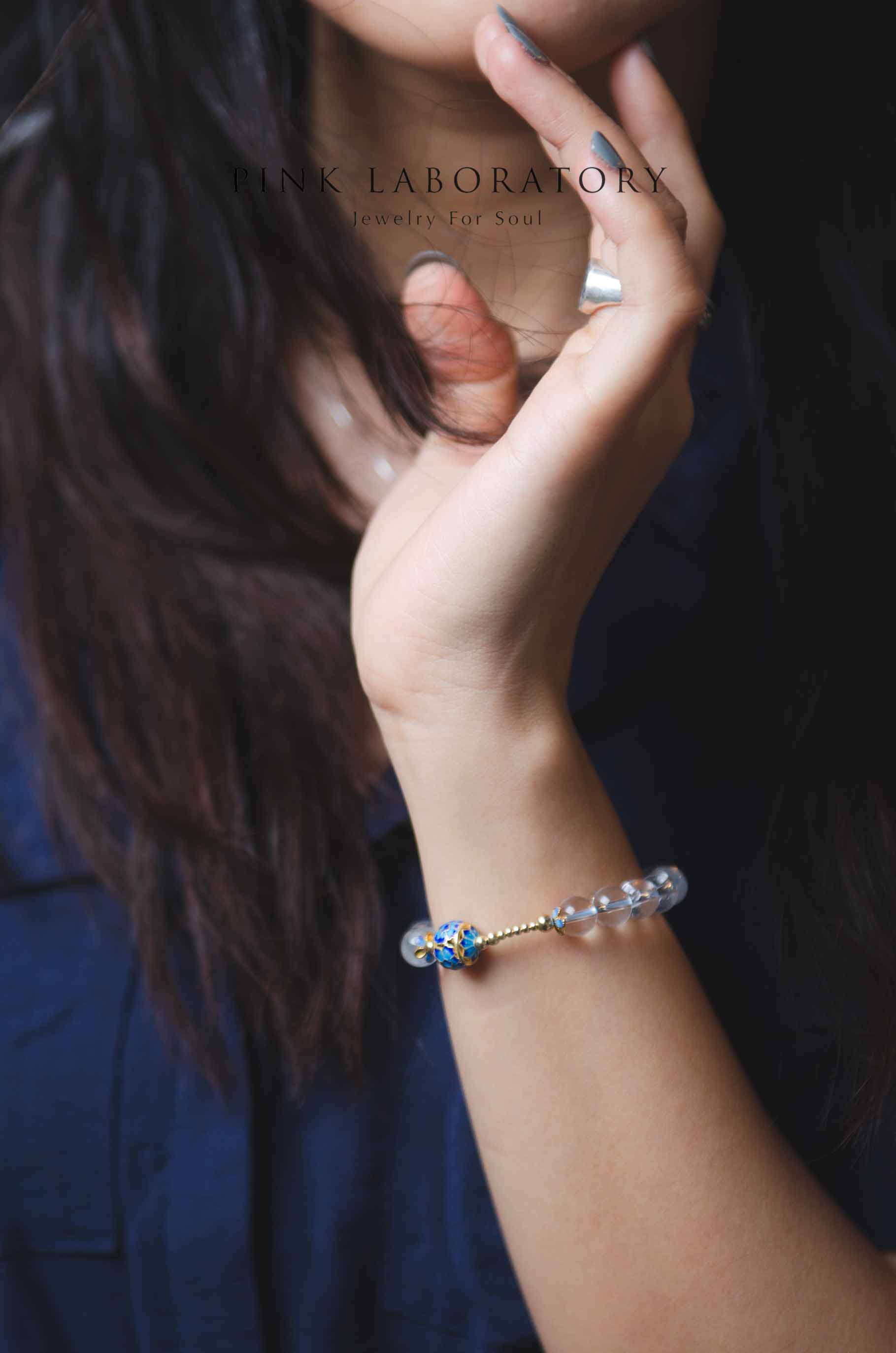 瓶與鏡 | 白水晶景泰藍琉璃手鍊