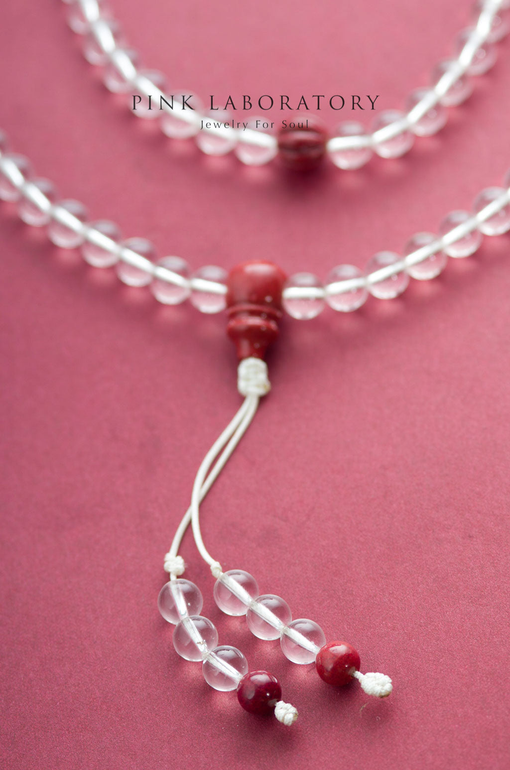 白水晶紫金砂硃砂多圈念珠手鏈 | 108佛珠