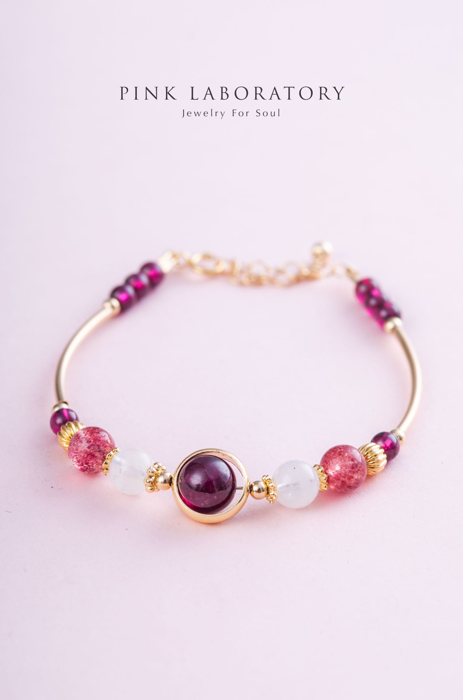 5A紫牙烏石榴石草莓晶手鍊 | 14K包金 |