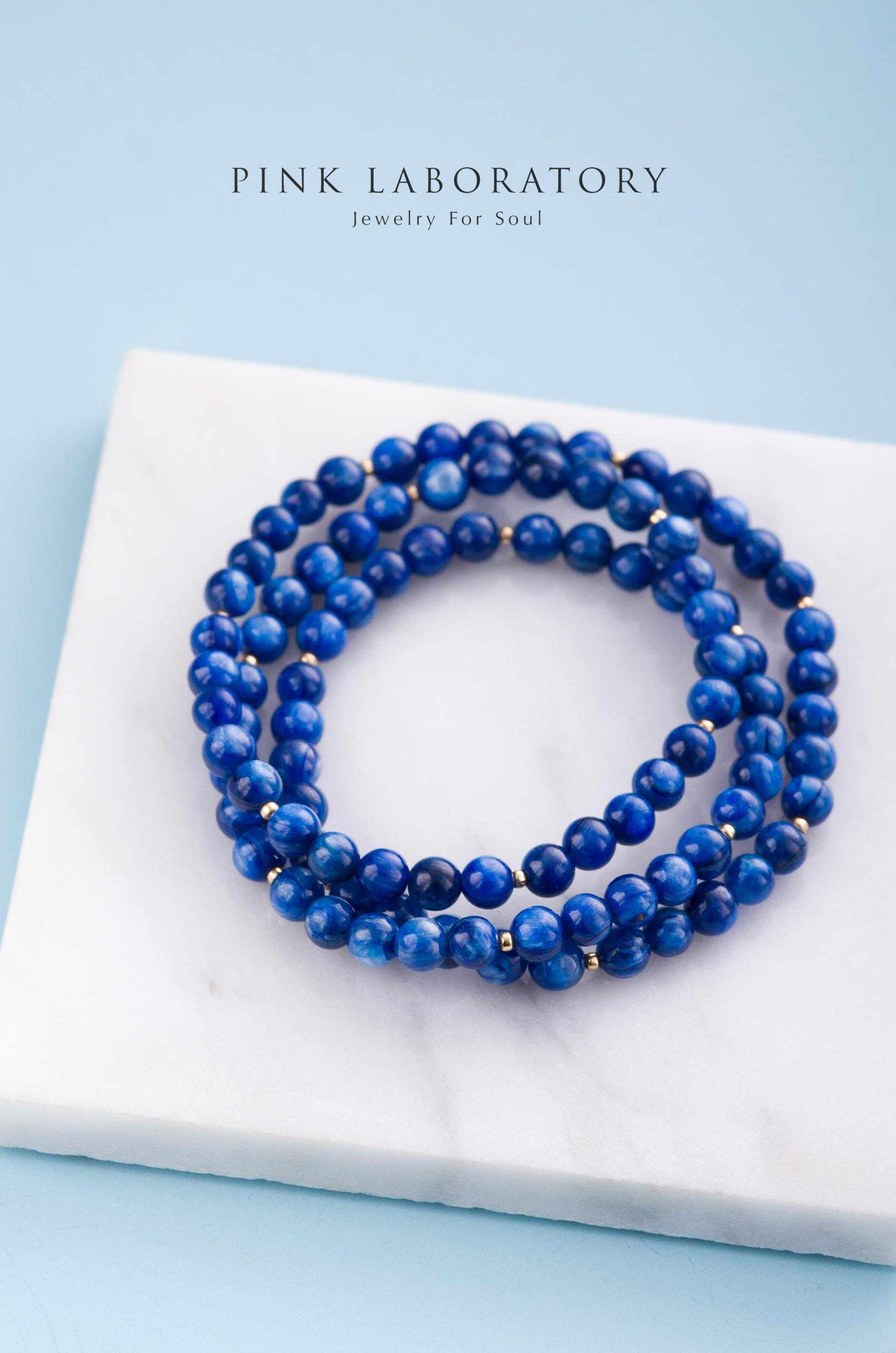 藍晶石手鍊 | 三圈 | 6mm | 14K包金 - Pink Laboratory