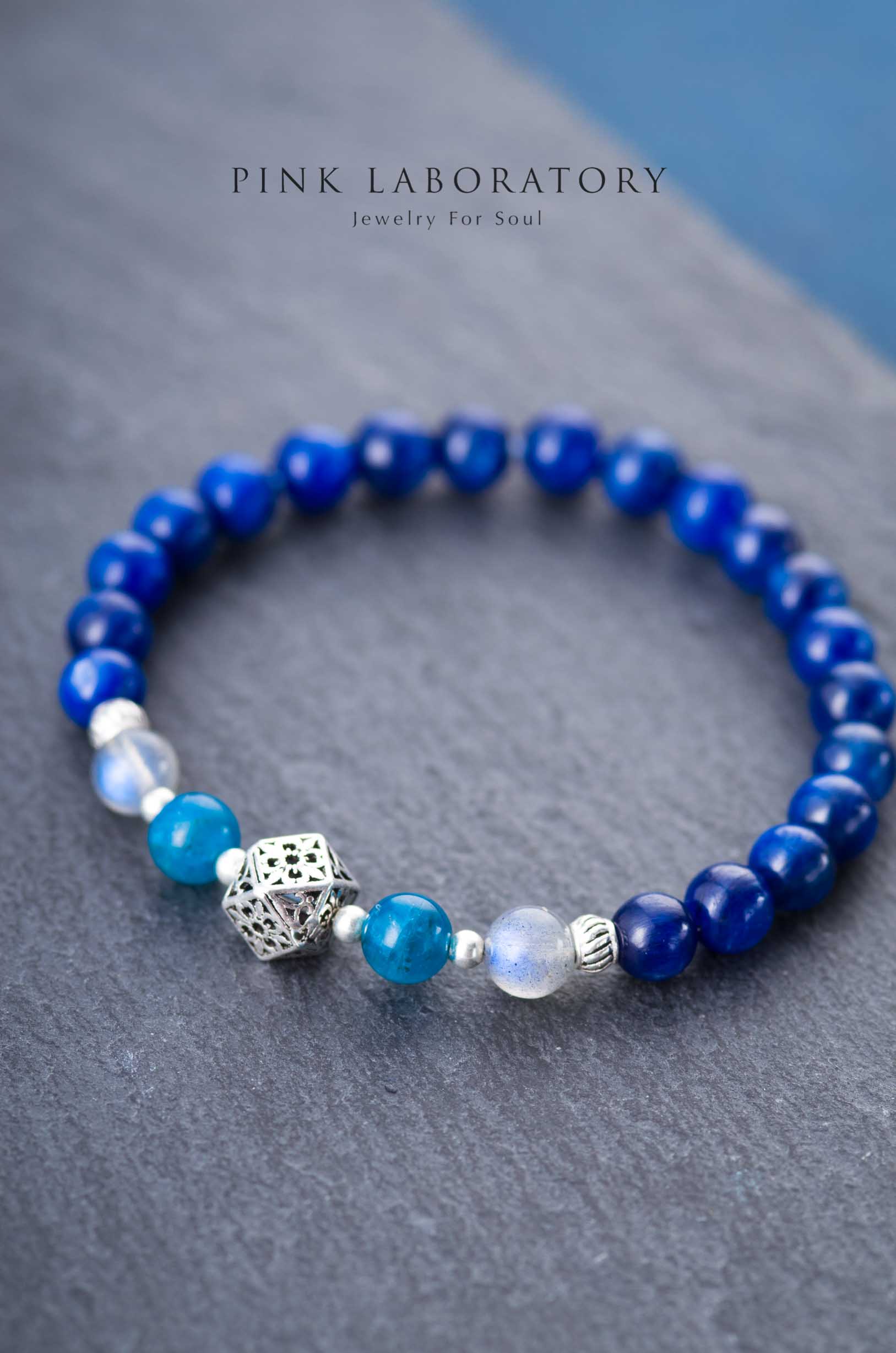 藍晶石磷灰石手鍊 | 925純銀手鏈