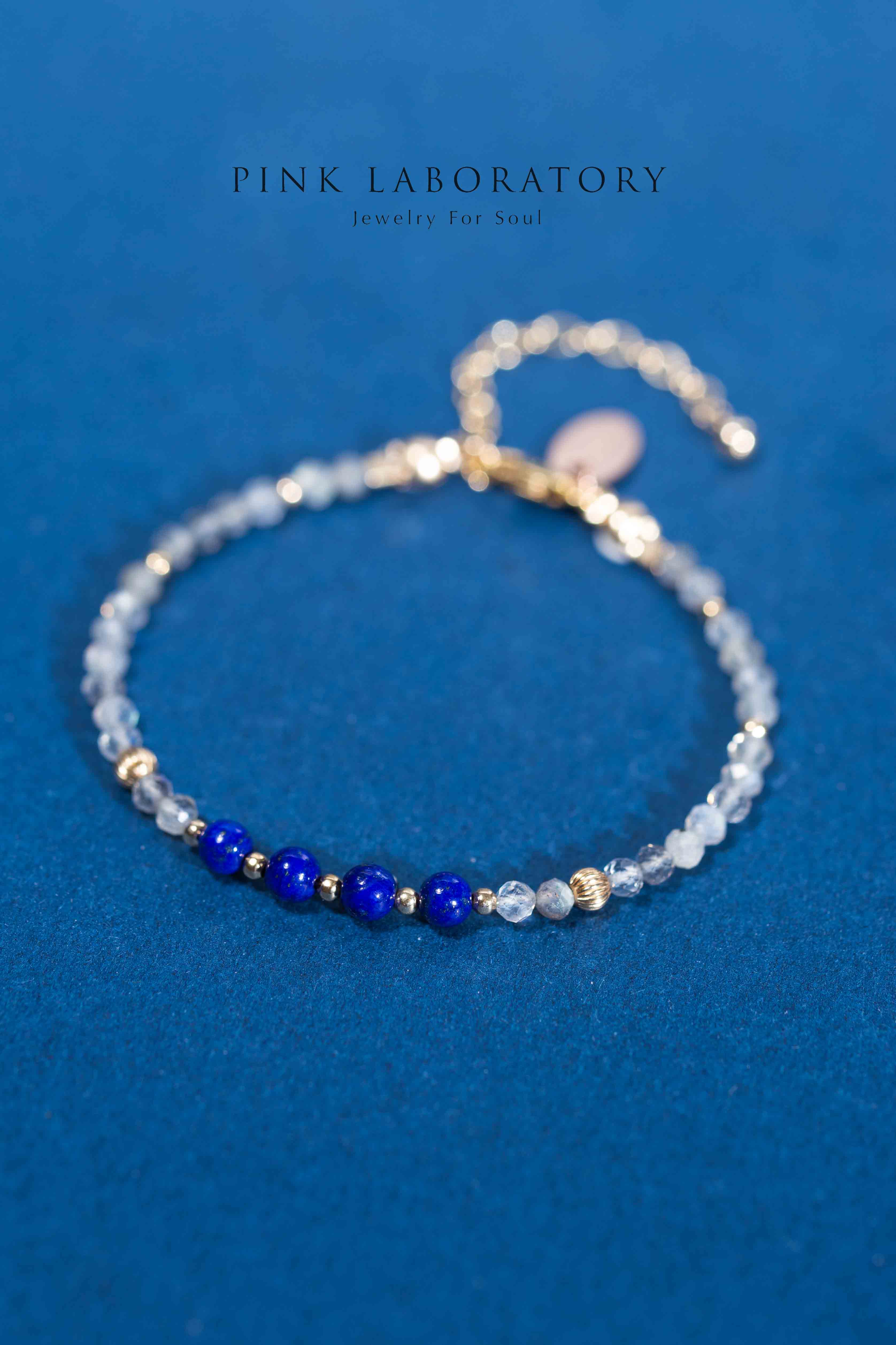 拉長石青金石14KGF極細手鍊