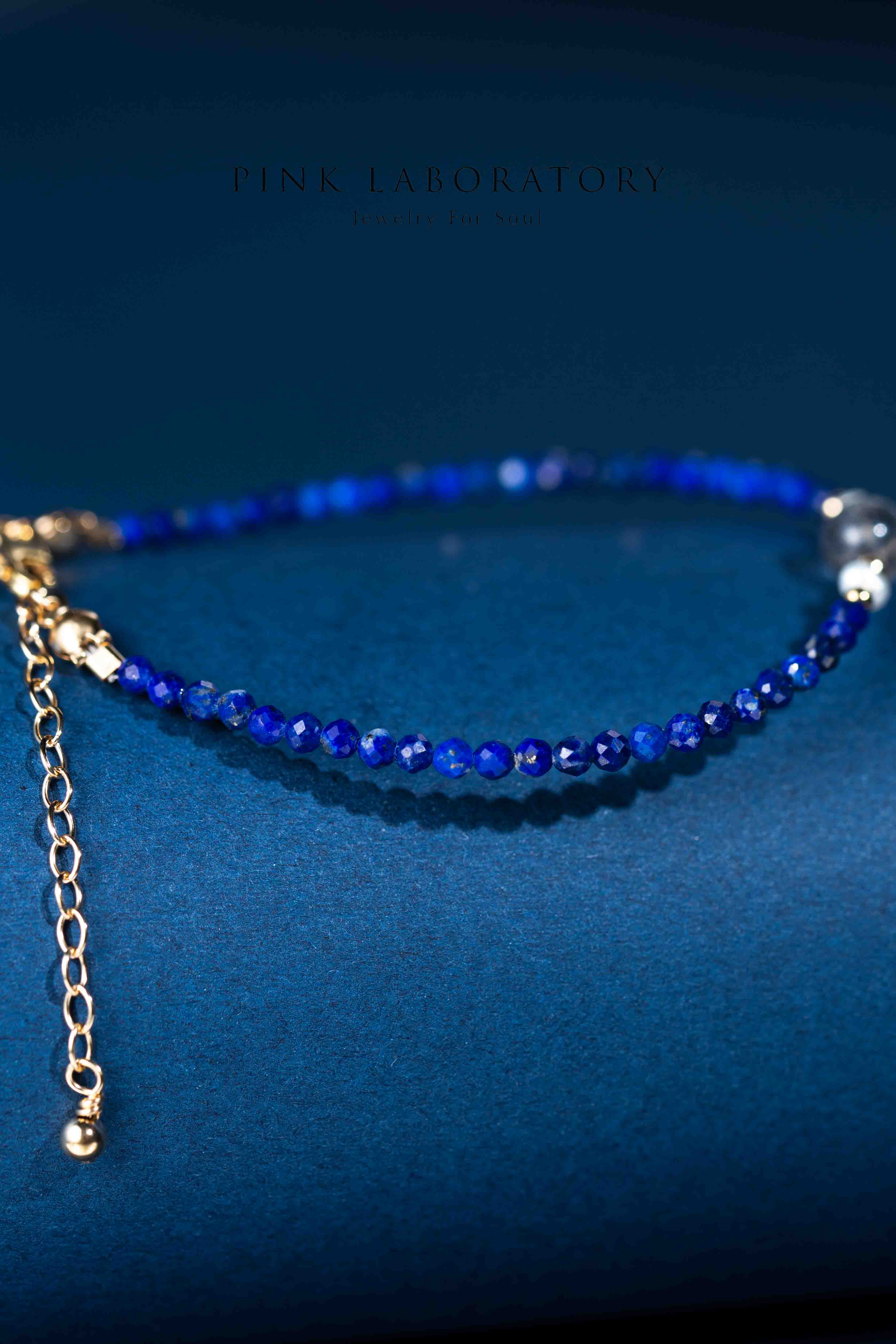 青金石黑髮晶14KGF極細手鍊