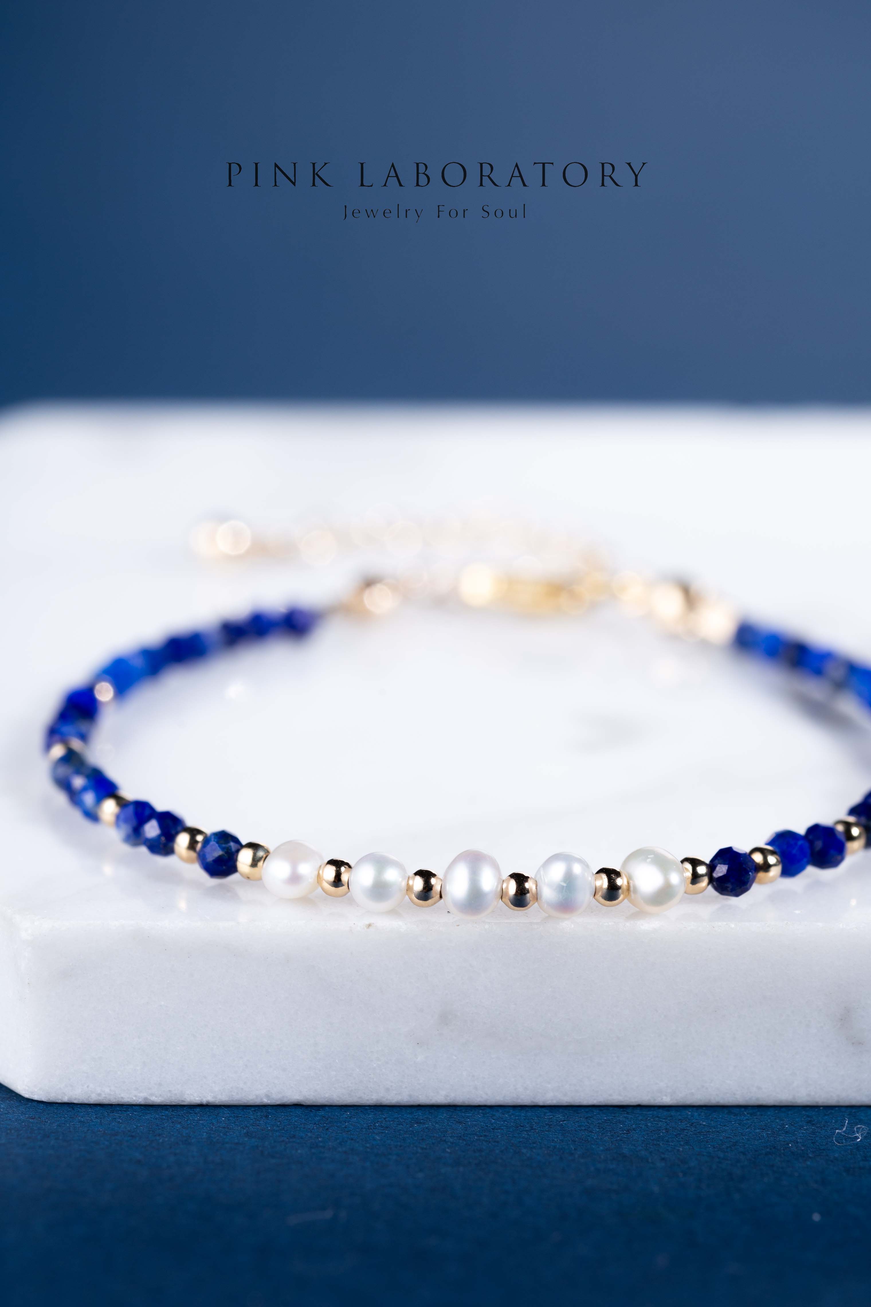 青金石珍珠14K包金手鍊