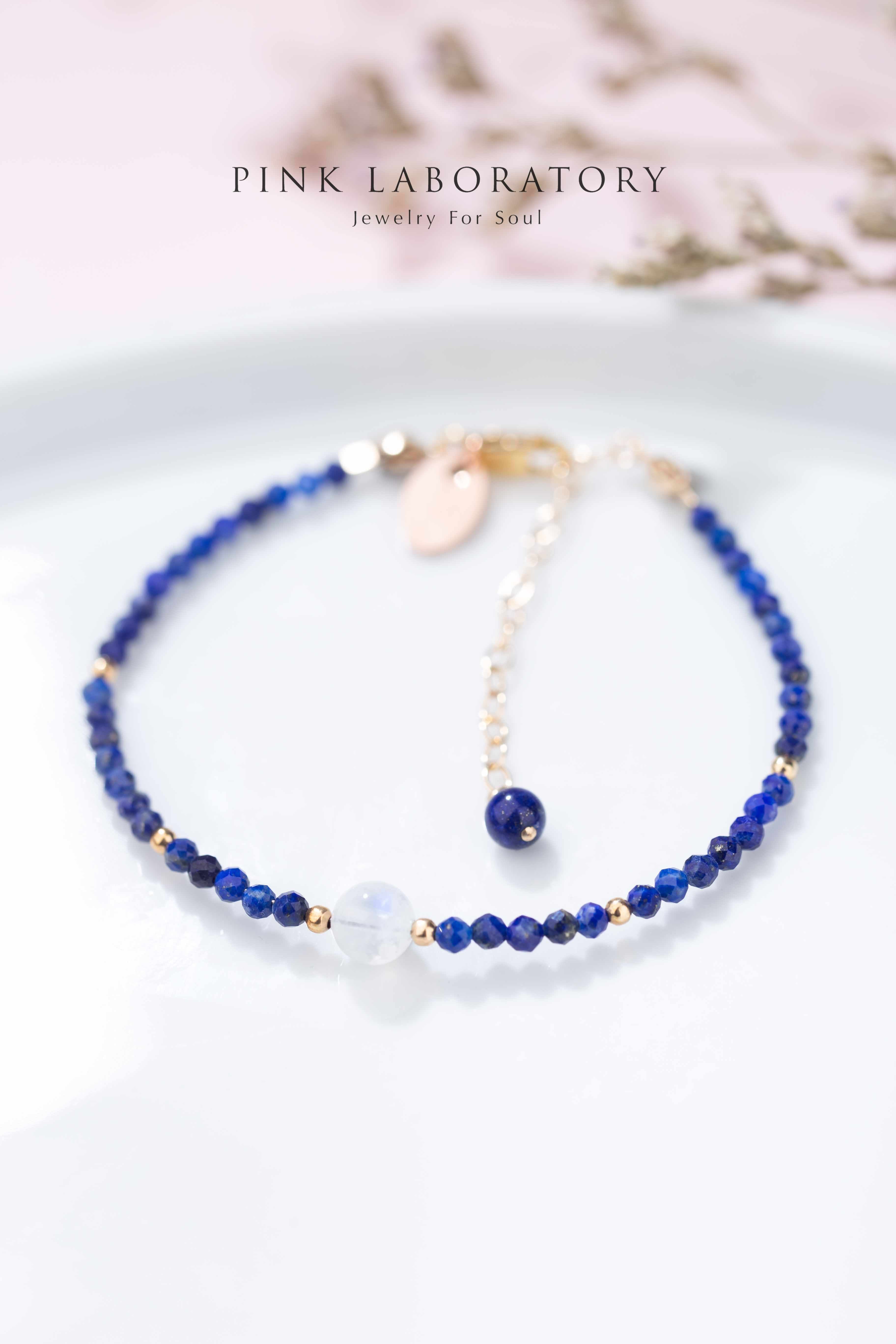 青金石月亮石14KGF手鍊 - Pink Laboratory