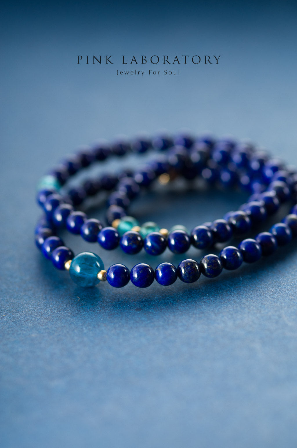 青金石磷灰石手鍊 | 兩圈 | 4mm | 14K包金