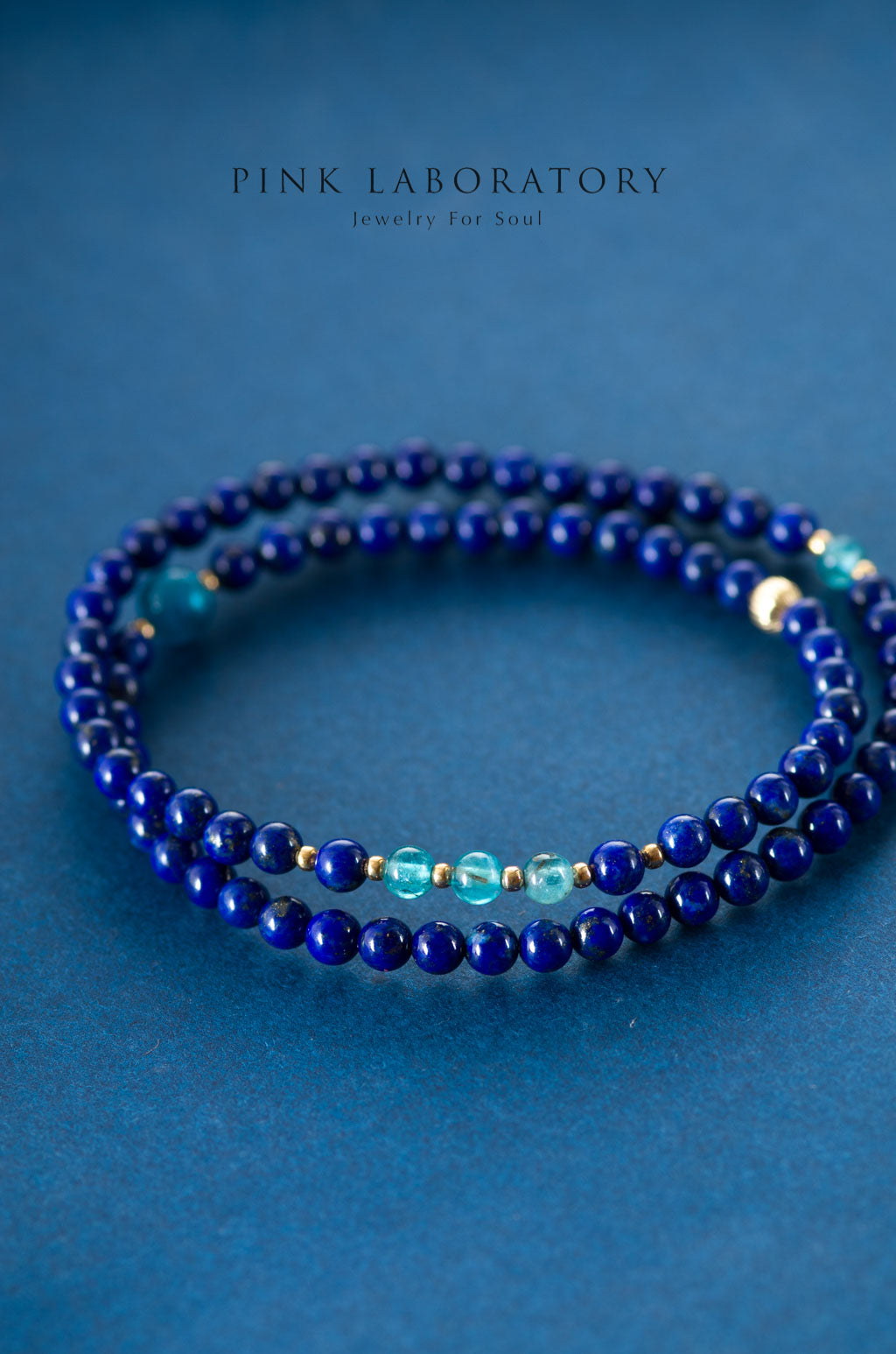 青金石磷灰石手鍊 | 兩圈 | 4mm | 14K包金