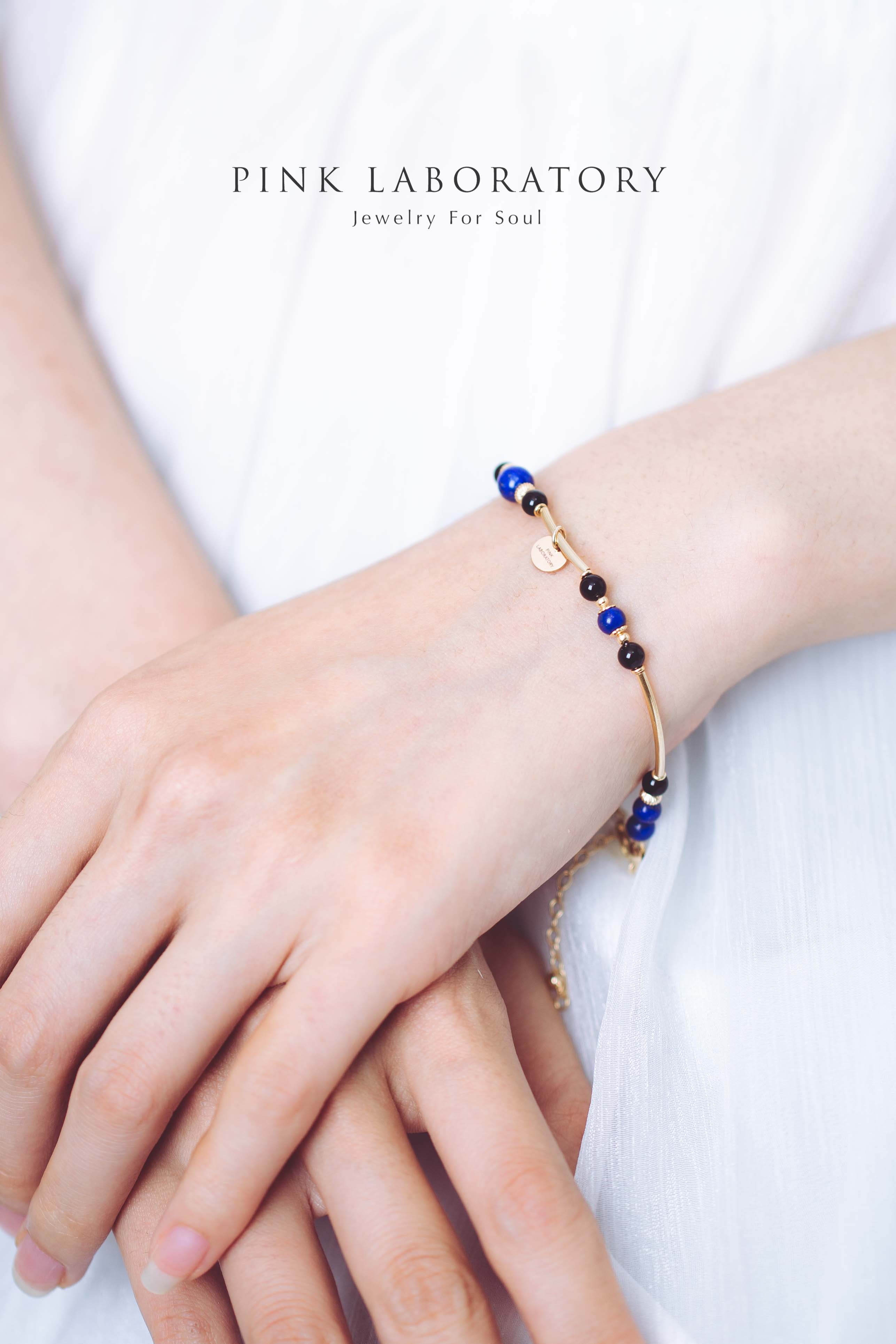 青金石黑瑪瑙14K包金手鍊