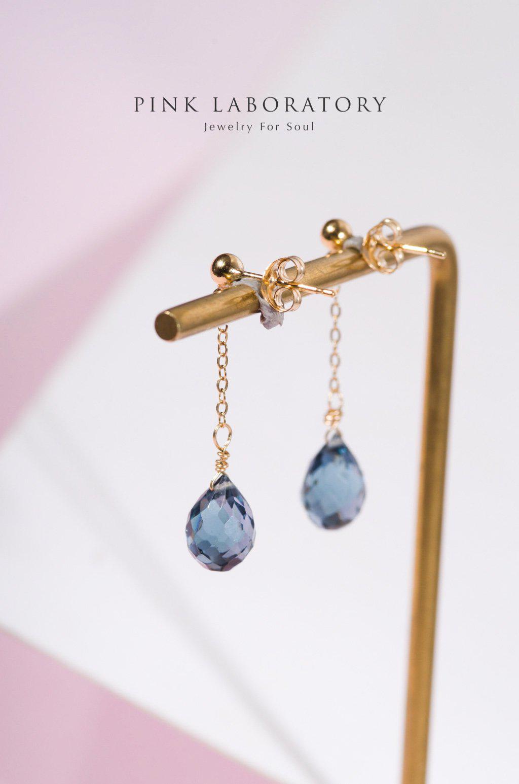 倫敦藍石英石 | 14K包金 | 純銀耳環 - Pink Laboratory
