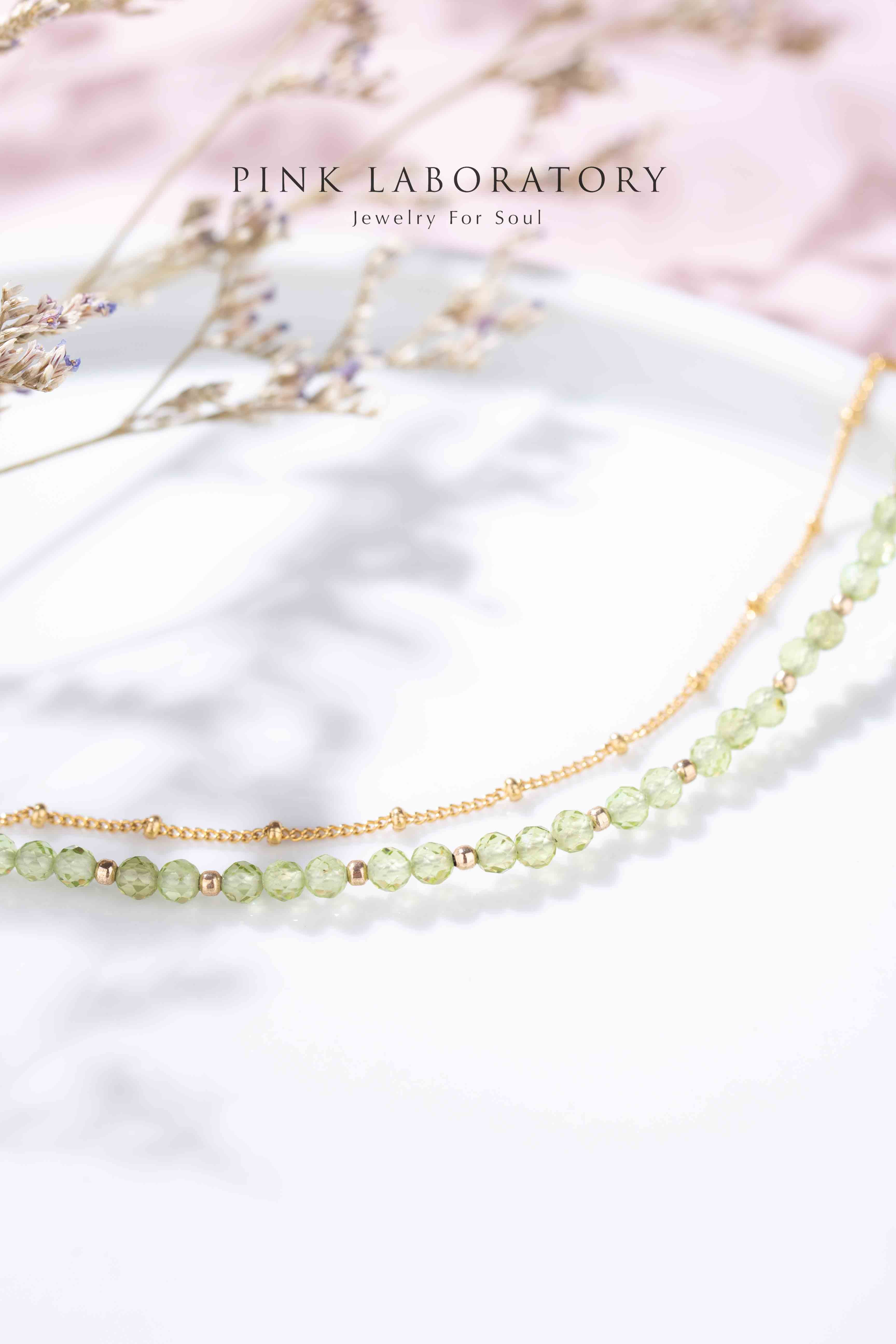 橄欖石14K包金極細手鍊|字母客製