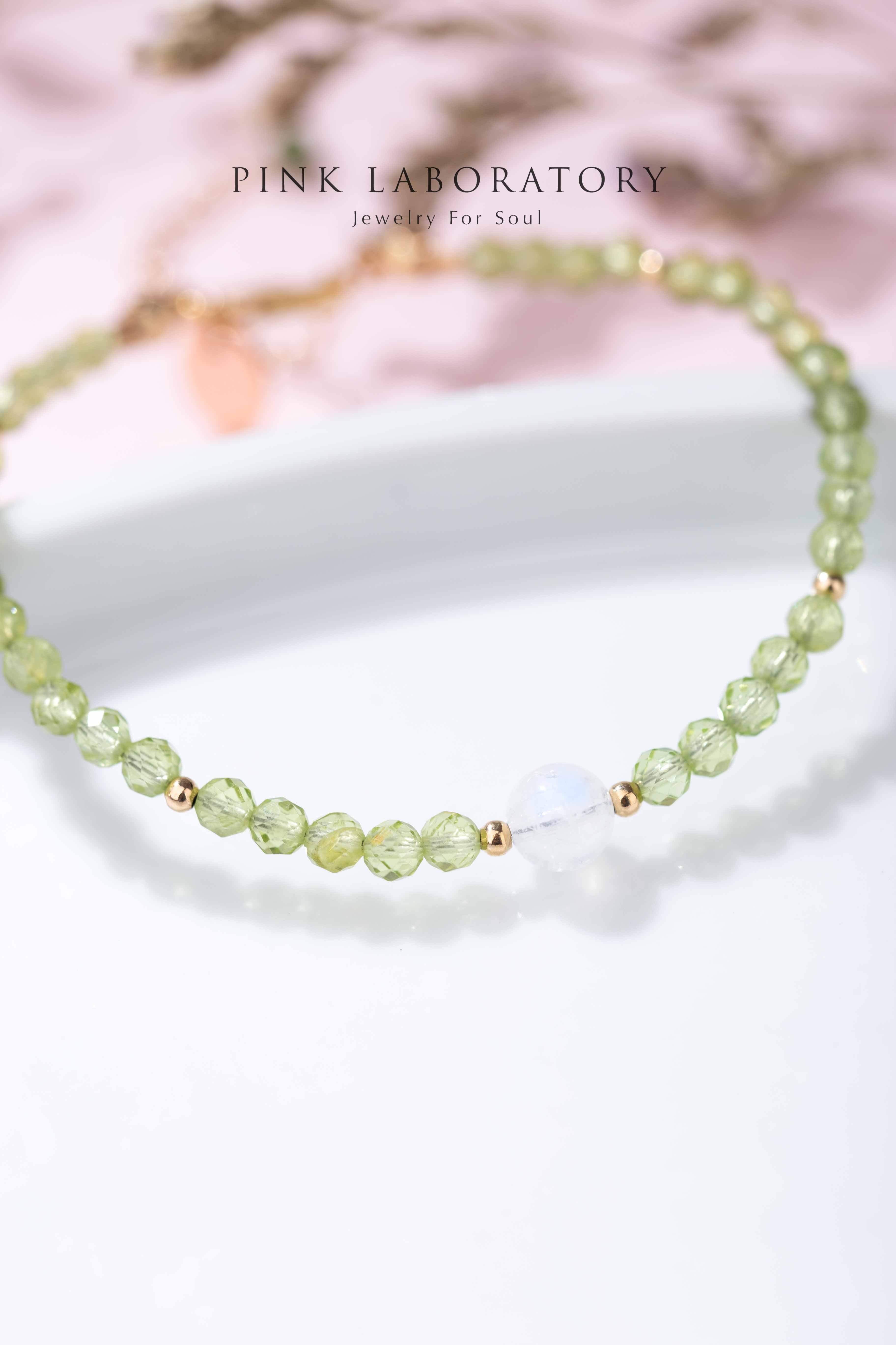 橄欖月亮石14KGF極細手鍊