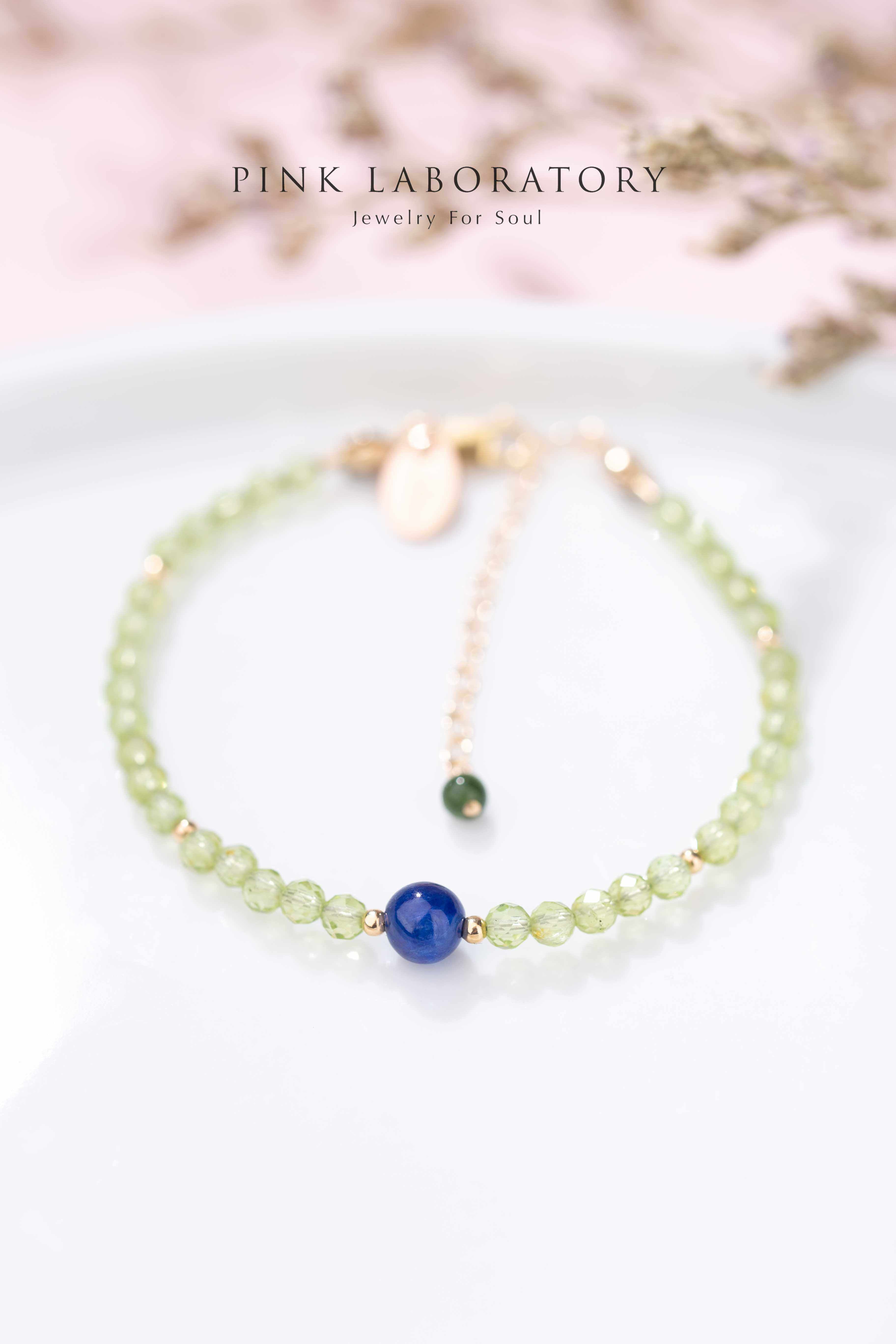 橄欖石藍晶石14KGF極細手鍊 - Pink Laboratory