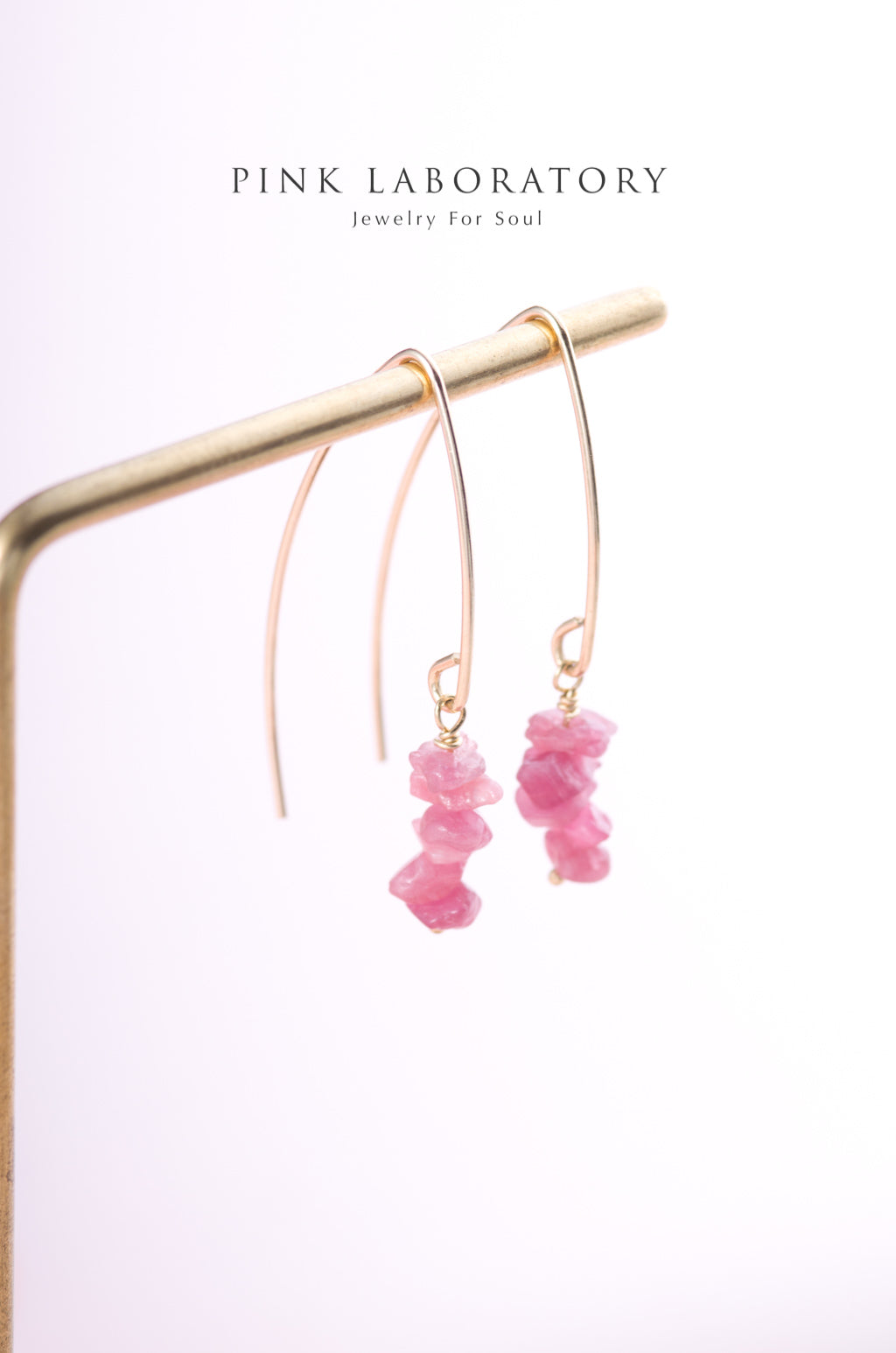粉紅碧璽耳環 | 14K包金 | 925純銀