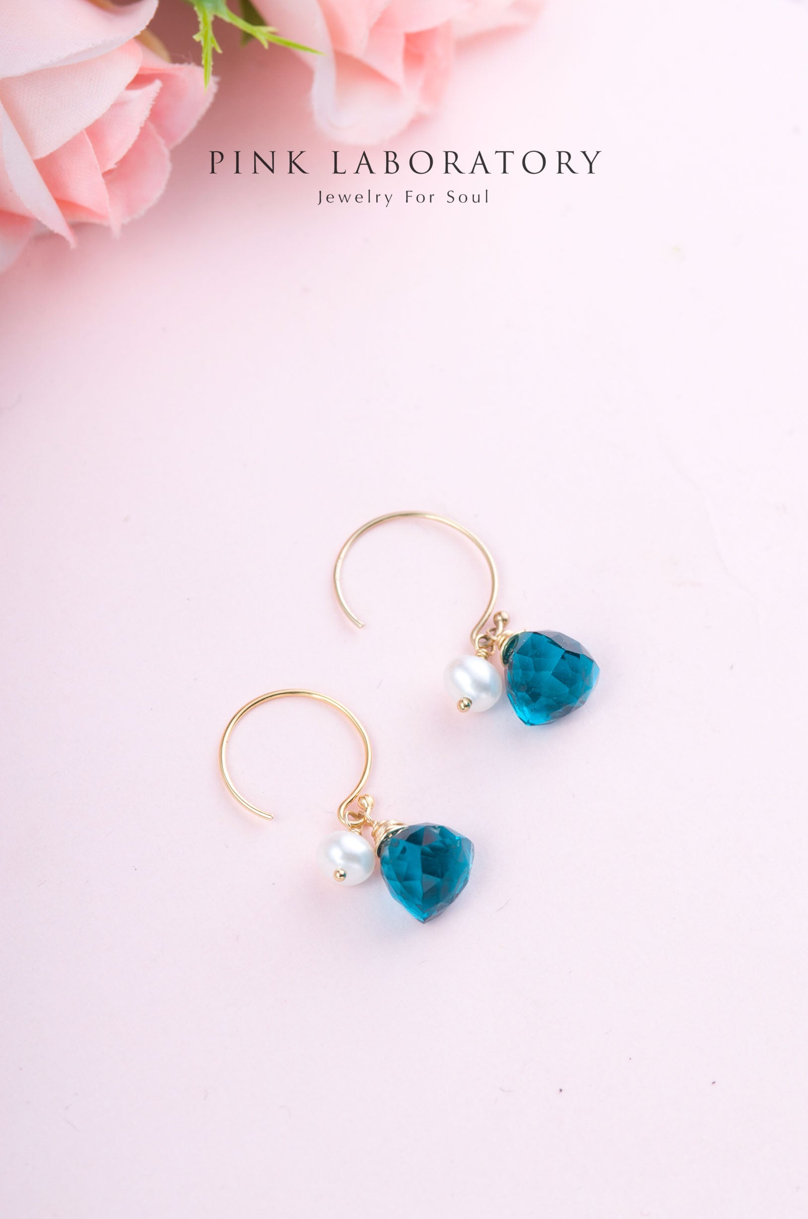 石英石珍珠耳環 | 14K包金 | 925純銀