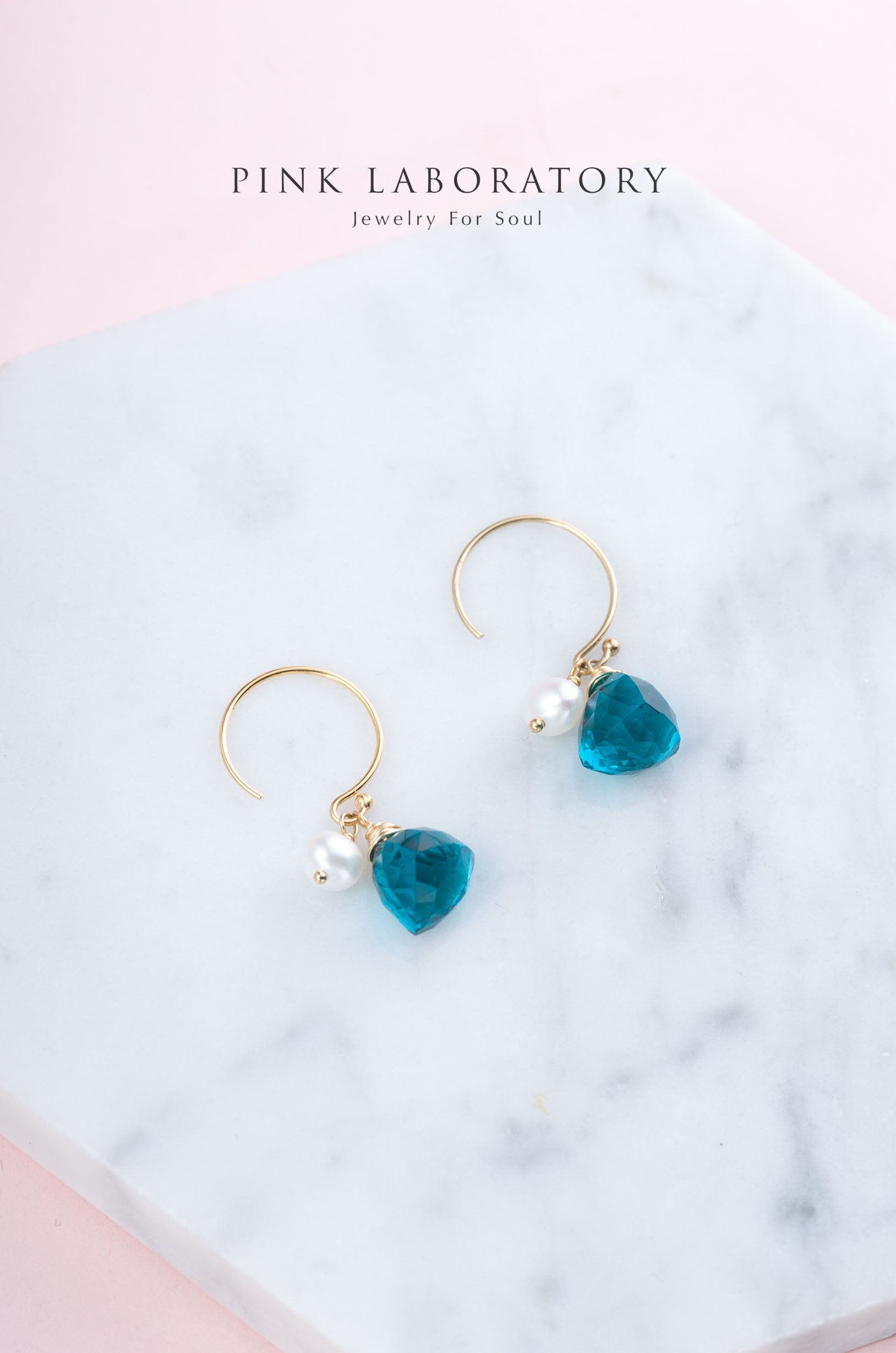 石英石珍珠耳環 | 14K包金 | 925純銀