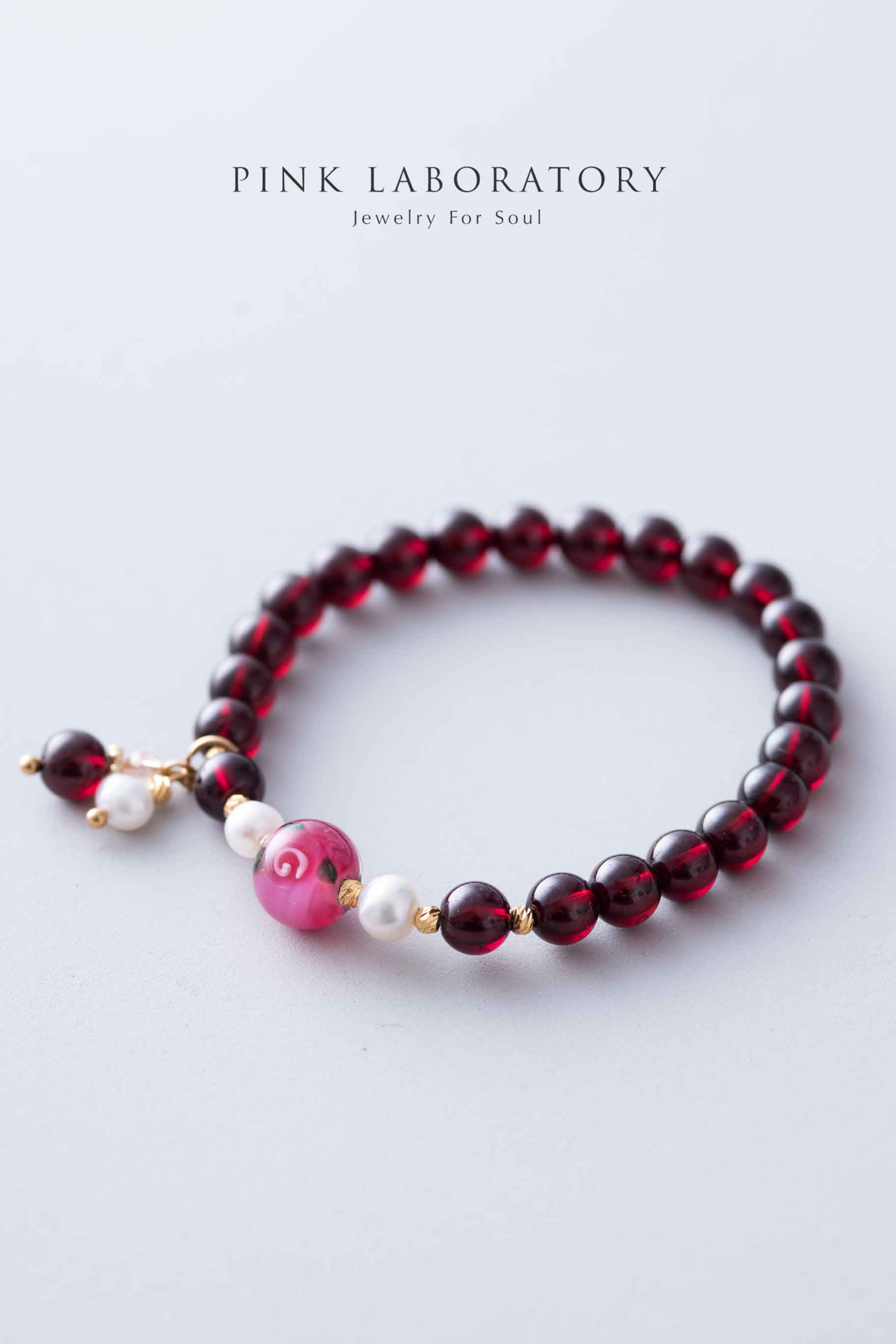 石榴石手鍊 | 琉璃珠 | 珍珠 | 14kgf配件 |