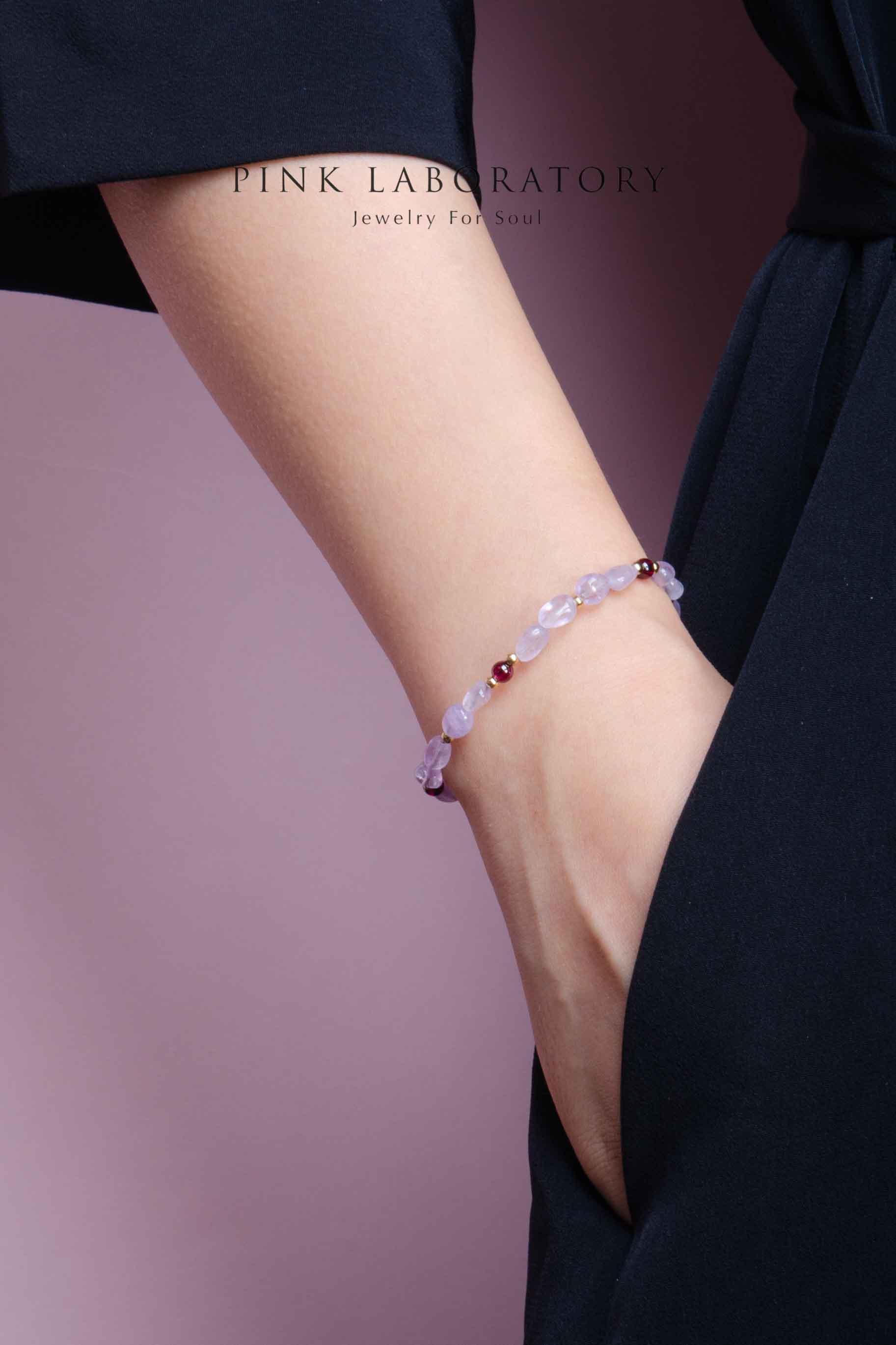 不規則薰衣草紫水晶手鍊 | 石榴石