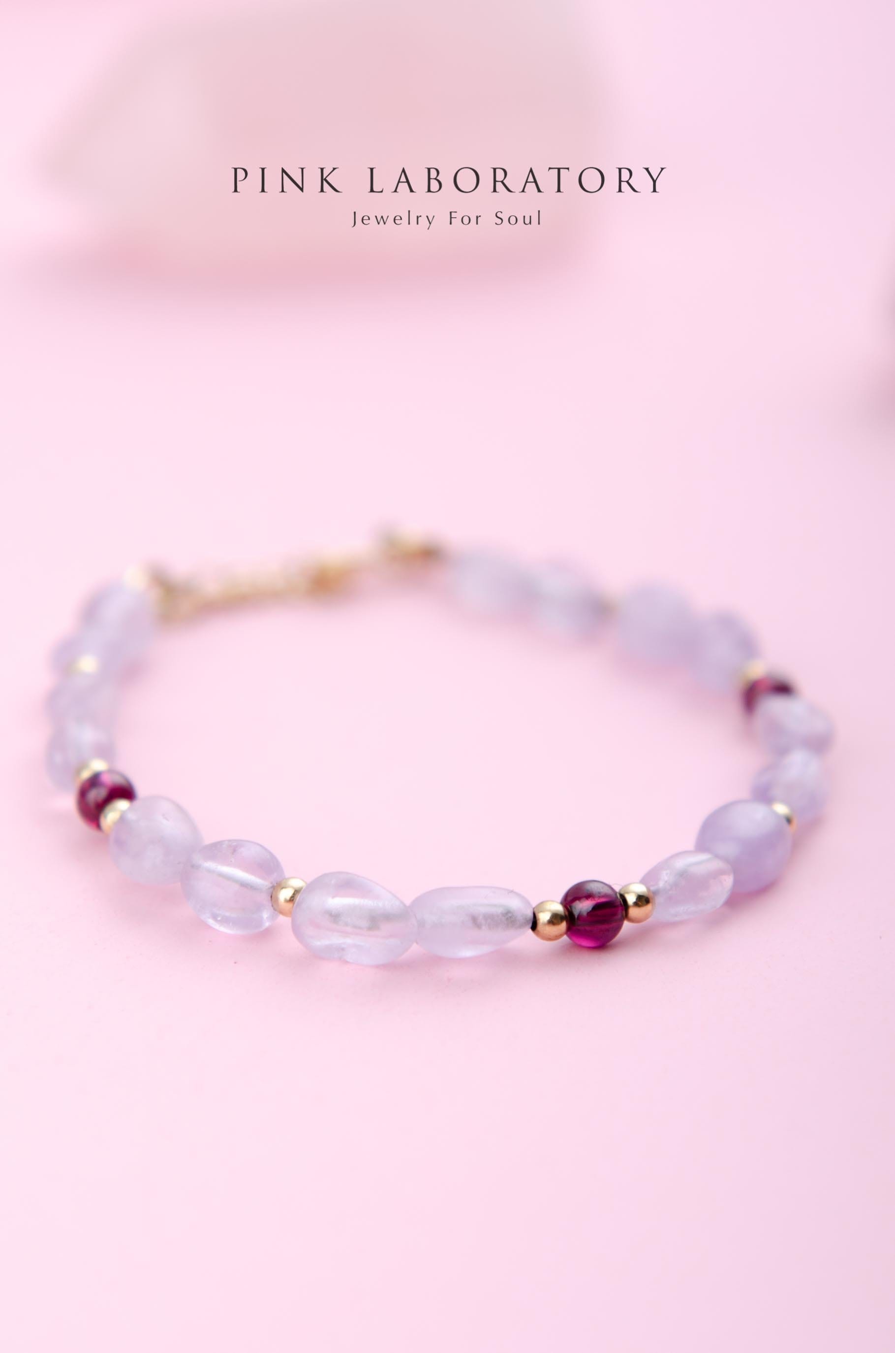 不規則薰衣草紫水晶手鍊 | 石榴石 - Pink Laboratory
