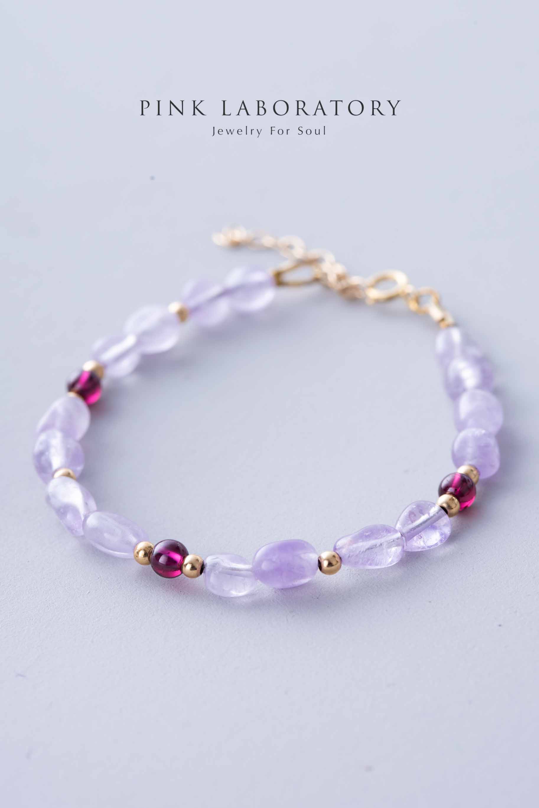 不規則薰衣草紫水晶手鍊 | 石榴石