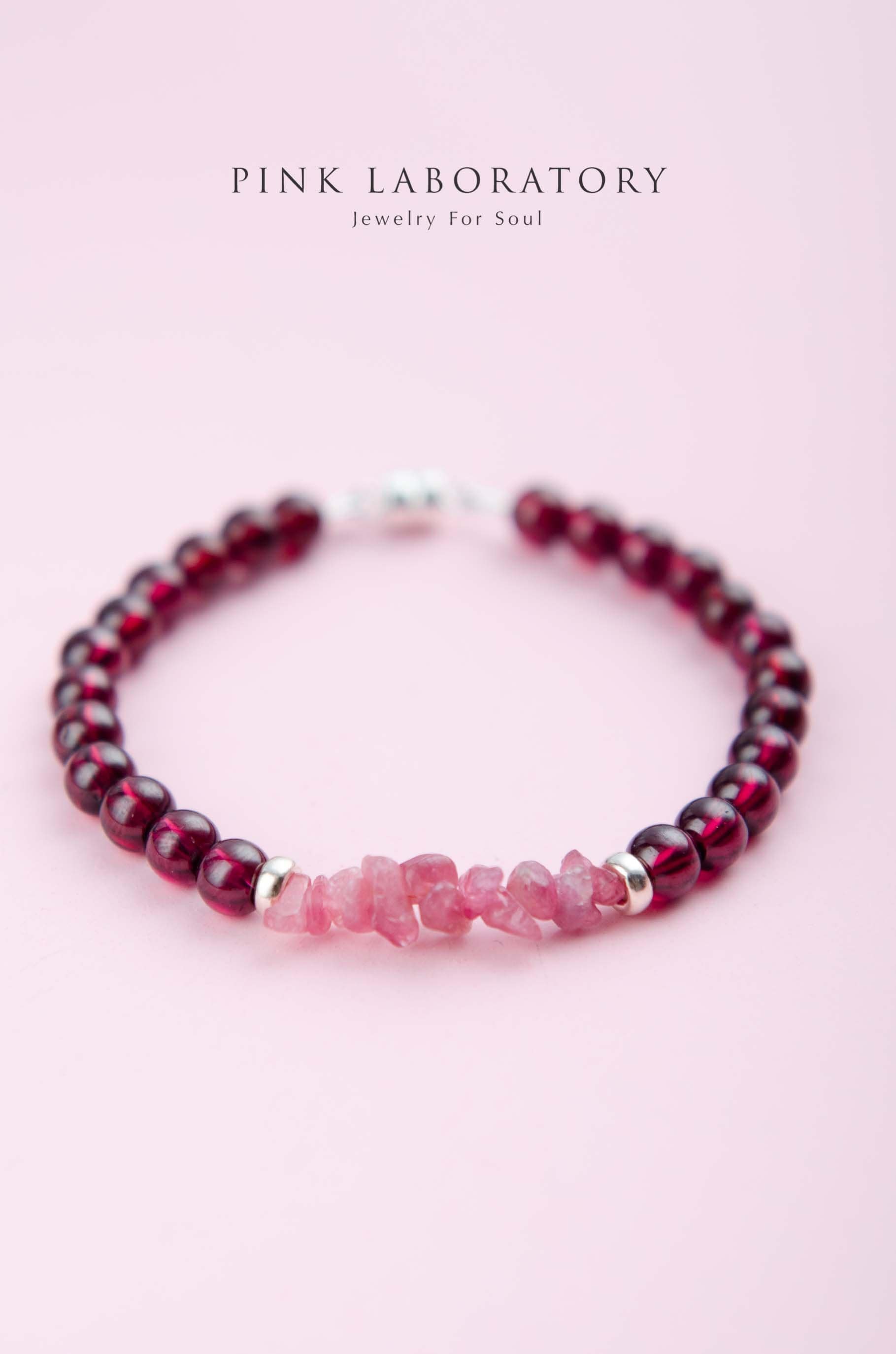石榴石手鍊 | 碧璽 | 925純銀 | 單圈 - Pink Laboratory