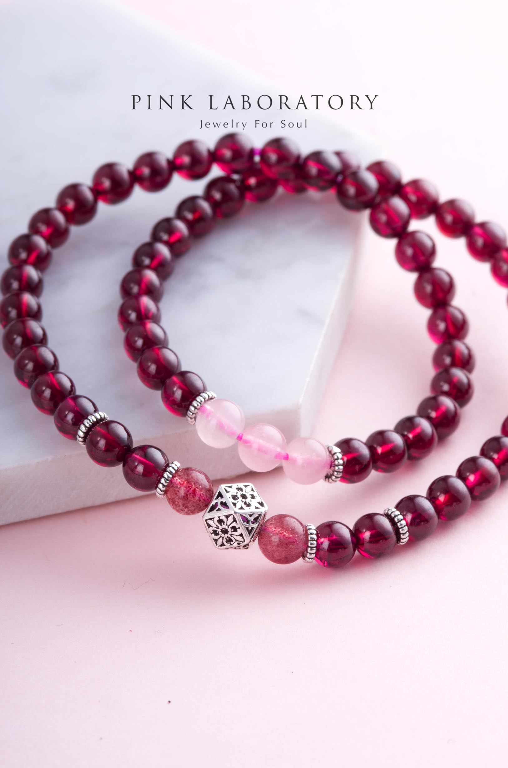 石榴石雙圈手鍊 | 925純銀 |