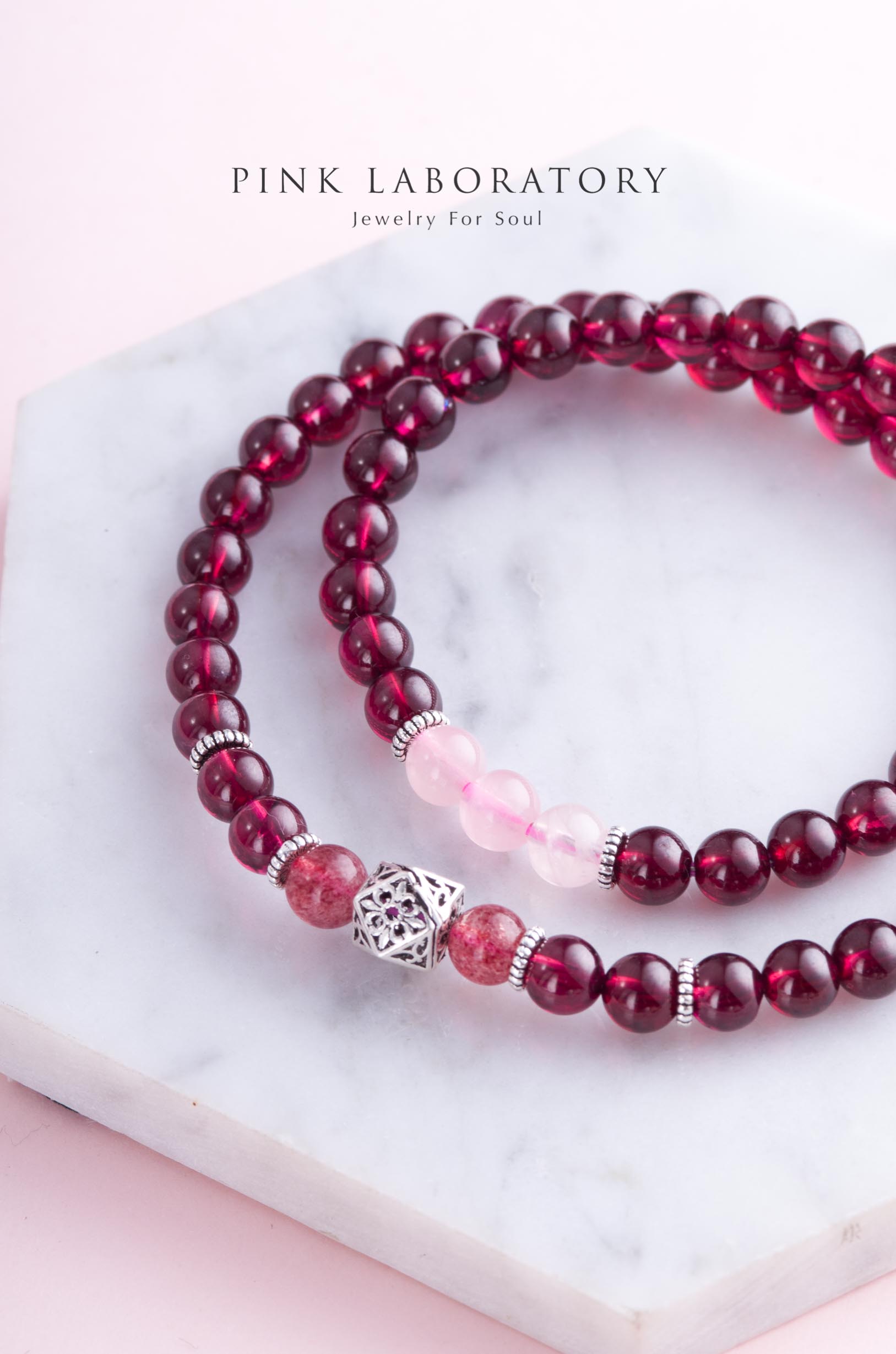 石榴石雙圈手鍊 | 925純銀 |