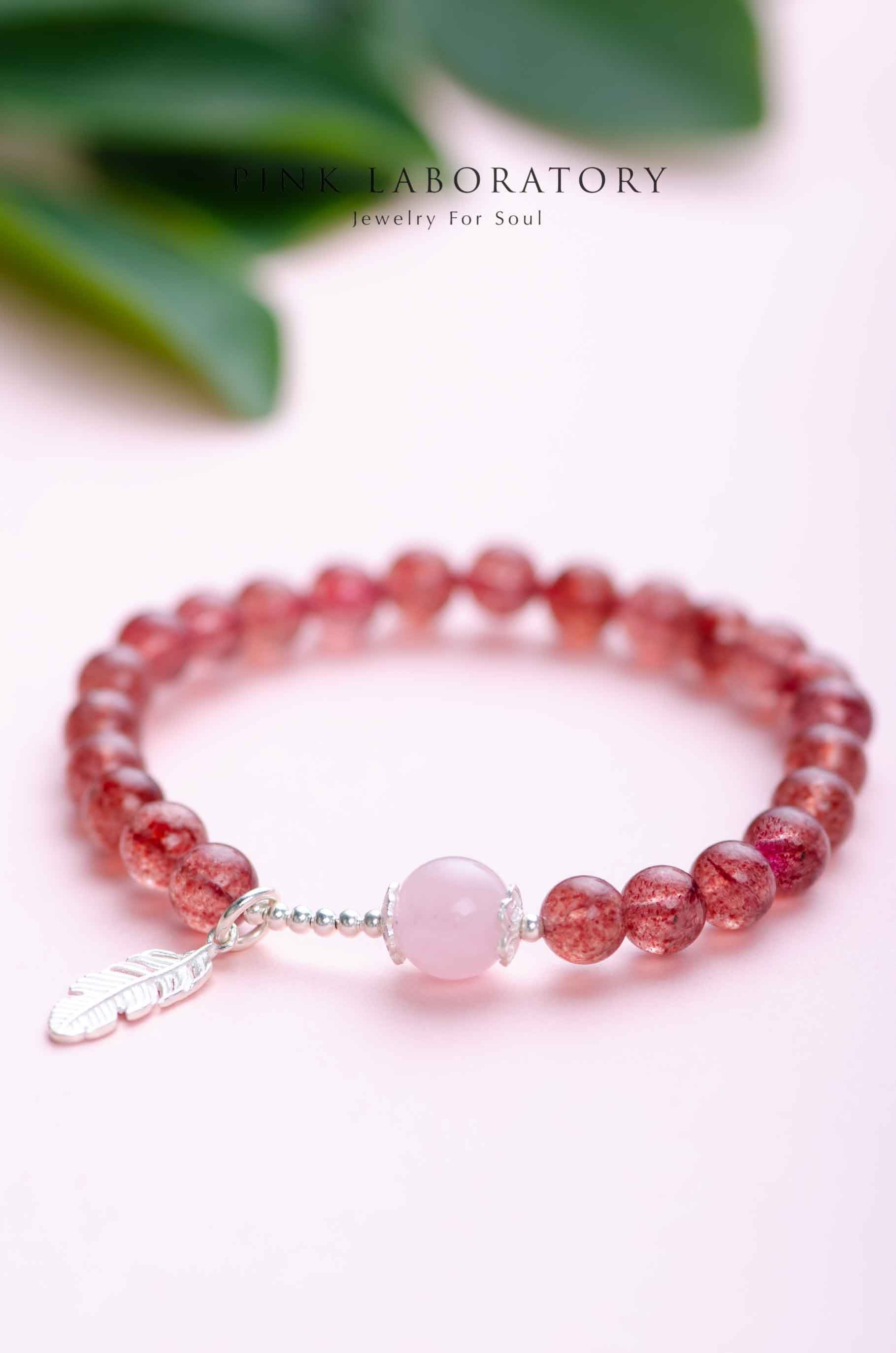 草莓晶手鍊 | 粉晶 | 925純銀配件 | 單圈 | 平和 - Pink Laboratory