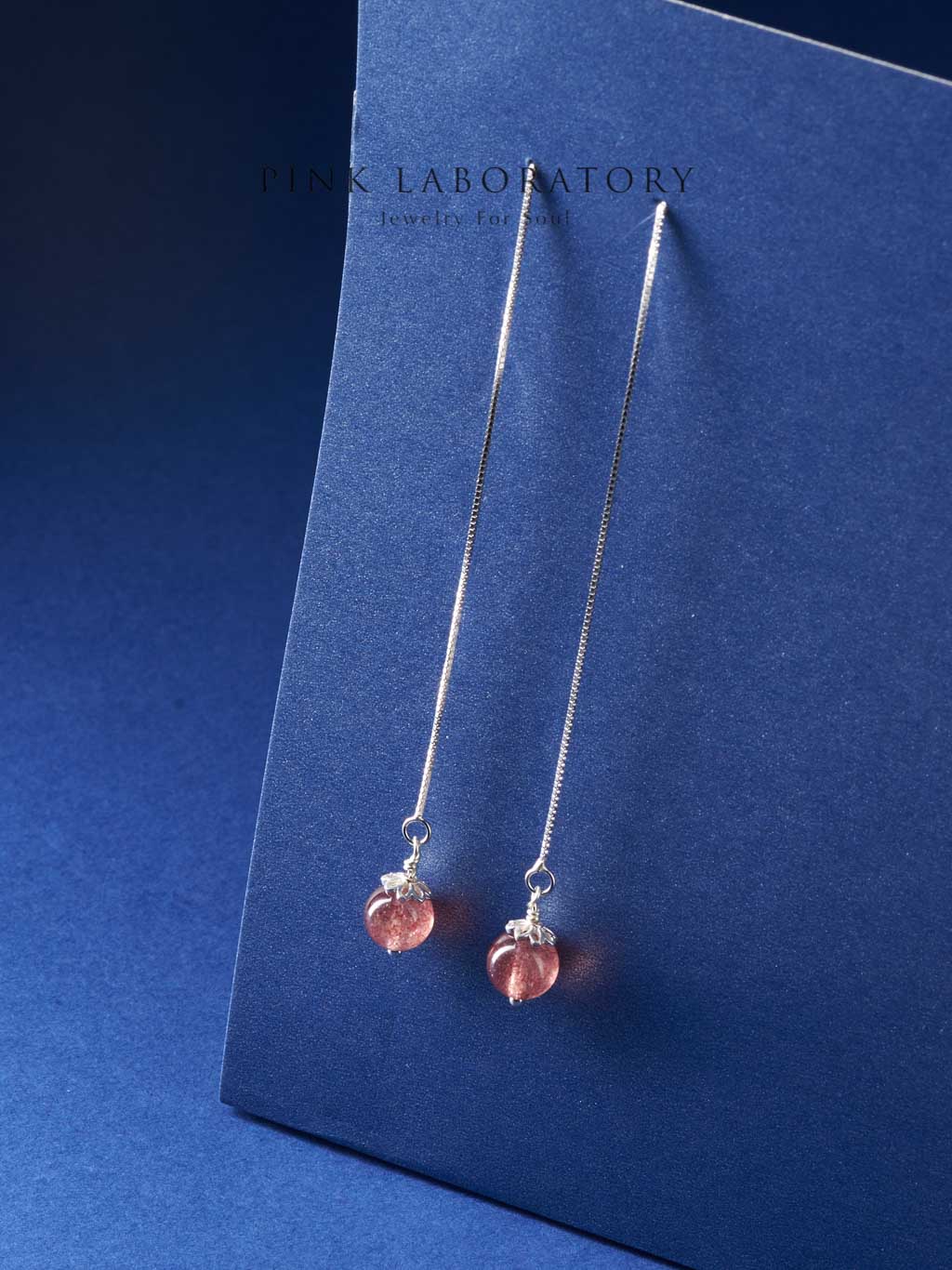 草莓晶925純銀鍍白金耳環