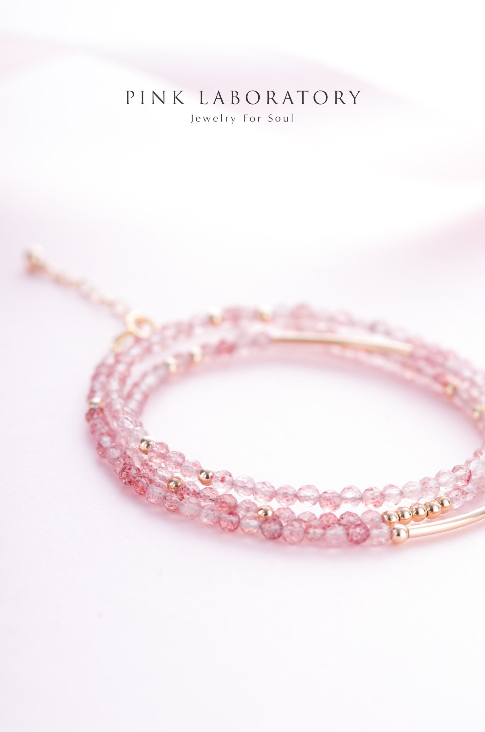 極細草莓晶手鍊 | 三圈 | 14K包金