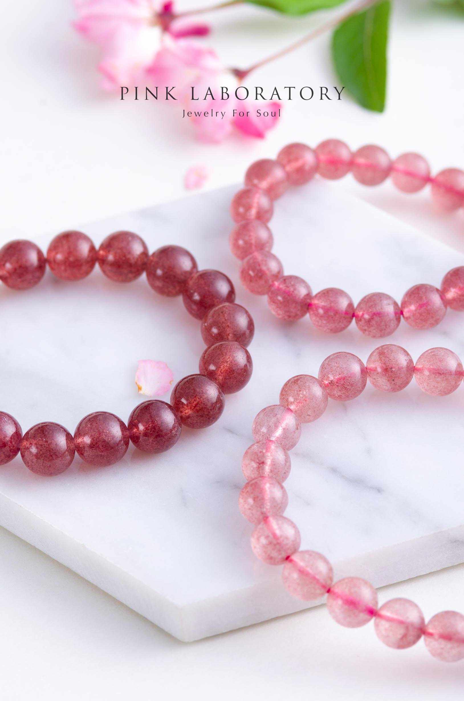 草莓晶手鍊 | 單圈 | 鴿血紅 - Pink Laboratory