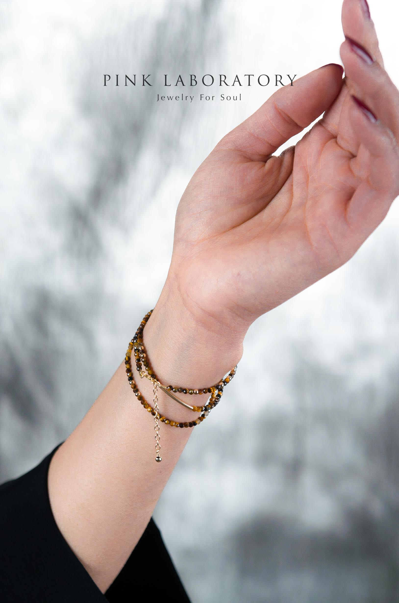 虎眼石極細手鍊 | 三圈 | 3mm | 14K包金