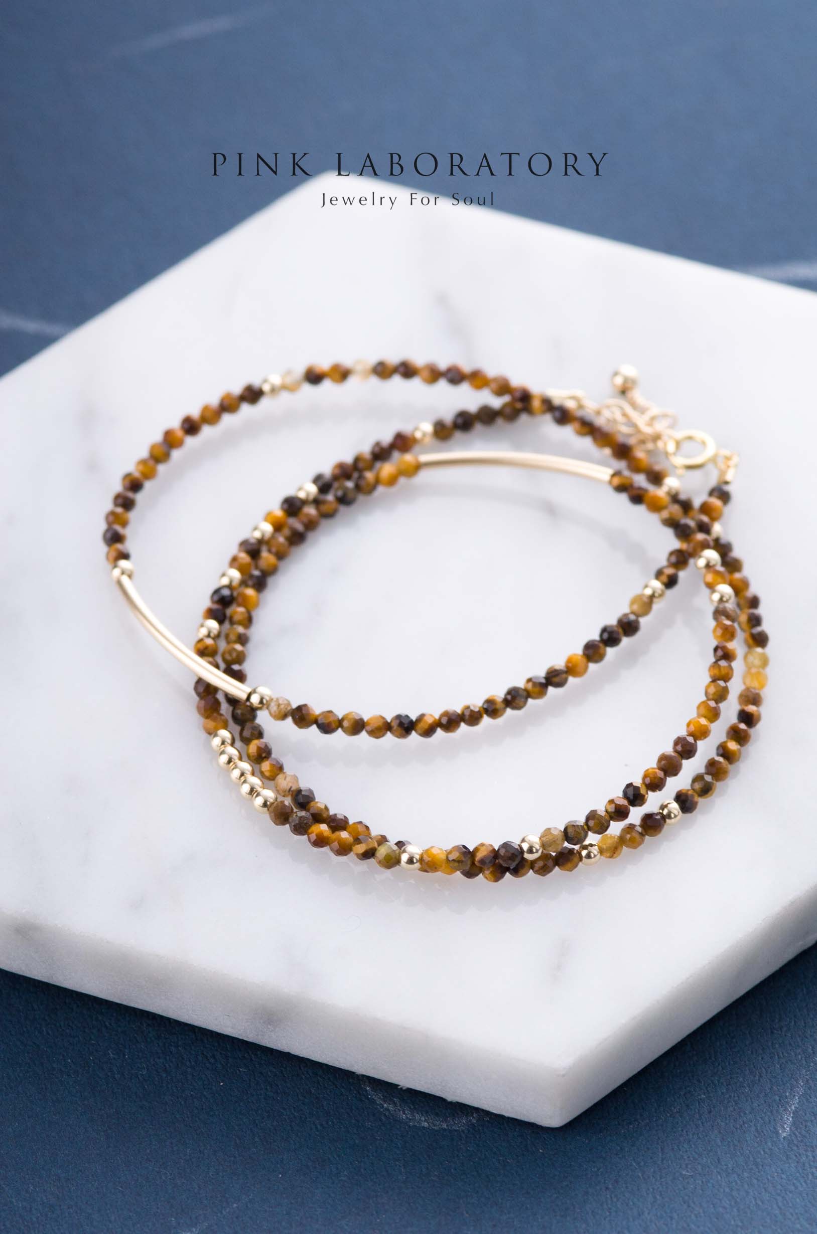 虎眼石極細手鍊 | 三圈 | 3mm | 14K包金