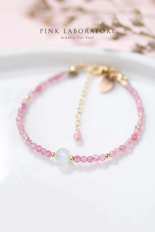 粉紅碧璽月亮石14KGF手鍊 - Pink Laboratory