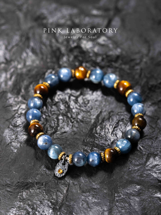 藍晶石虎眼石純銀黃銅手鍊