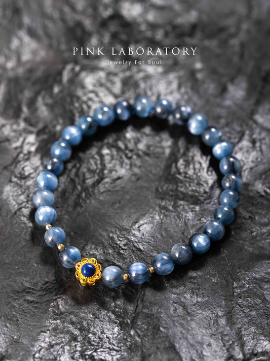 藍晶石青金石純銀鍍金手鍊