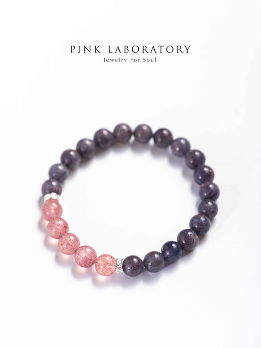 堇青石草莓晶925純銀手鍊