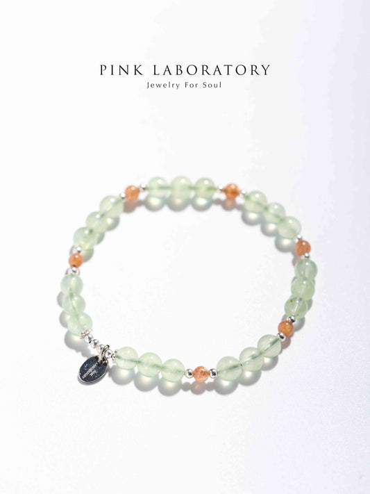 葡萄石金太陽石925純銀手鏈