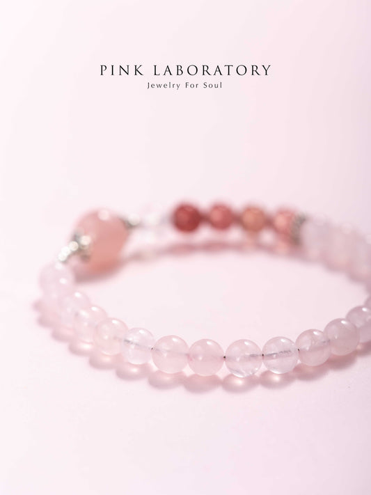 粉水晶草莓晶925純銀手鍊