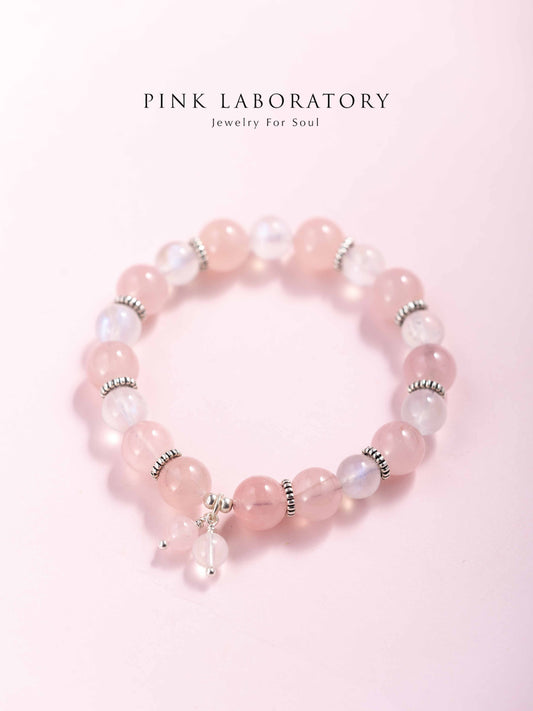 粉水晶月光石925純銀手鍊
