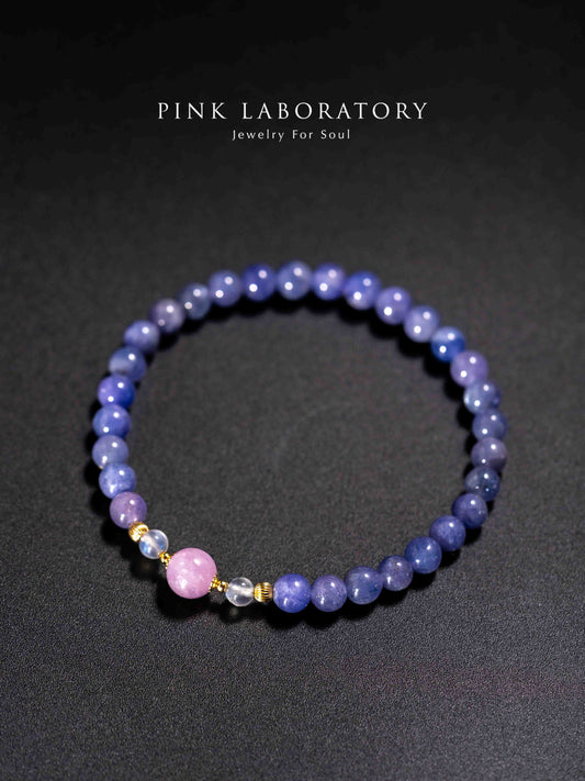 坦桑石紫鋰輝石14k包金手鍊